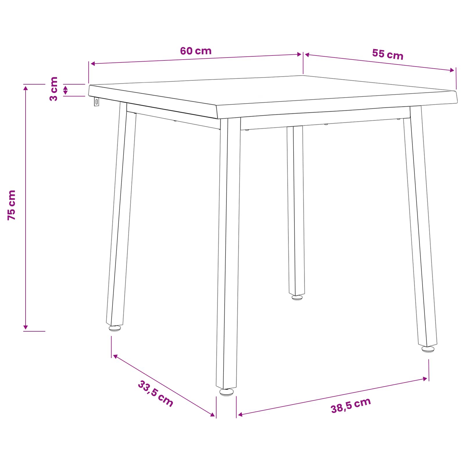 60 x 55 x 75 cm Kietos akacijos mediena Natūrali ir juoda
