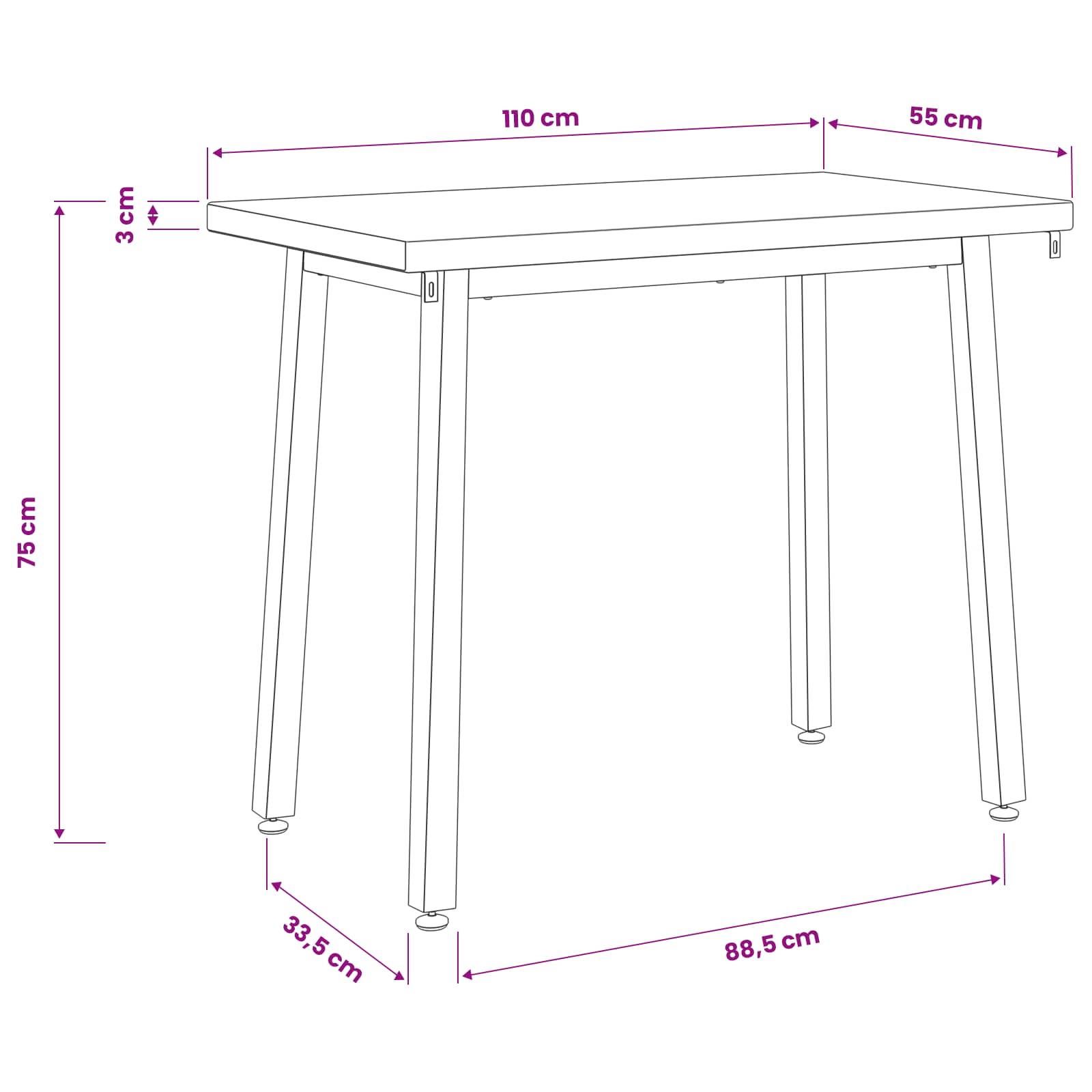 110 x 55 x 75 cm Kietos akacijos mediena Natūrali ir Balta
