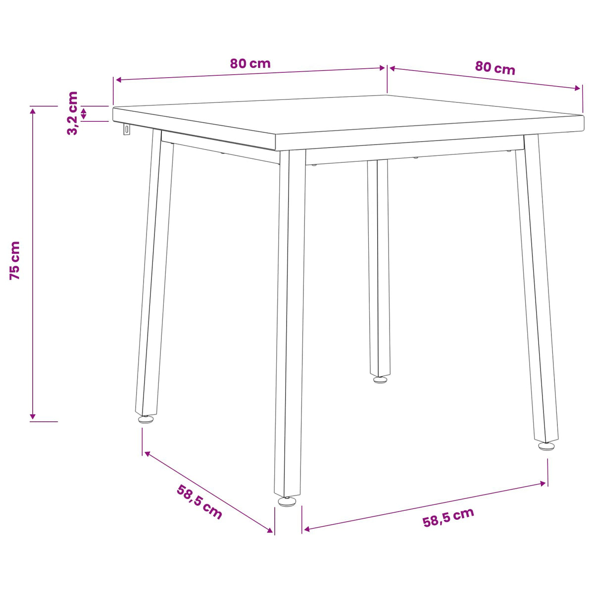 80 x 80 x 75 cm Kietos akacijos mediena Tamsiai ruda ir juoda