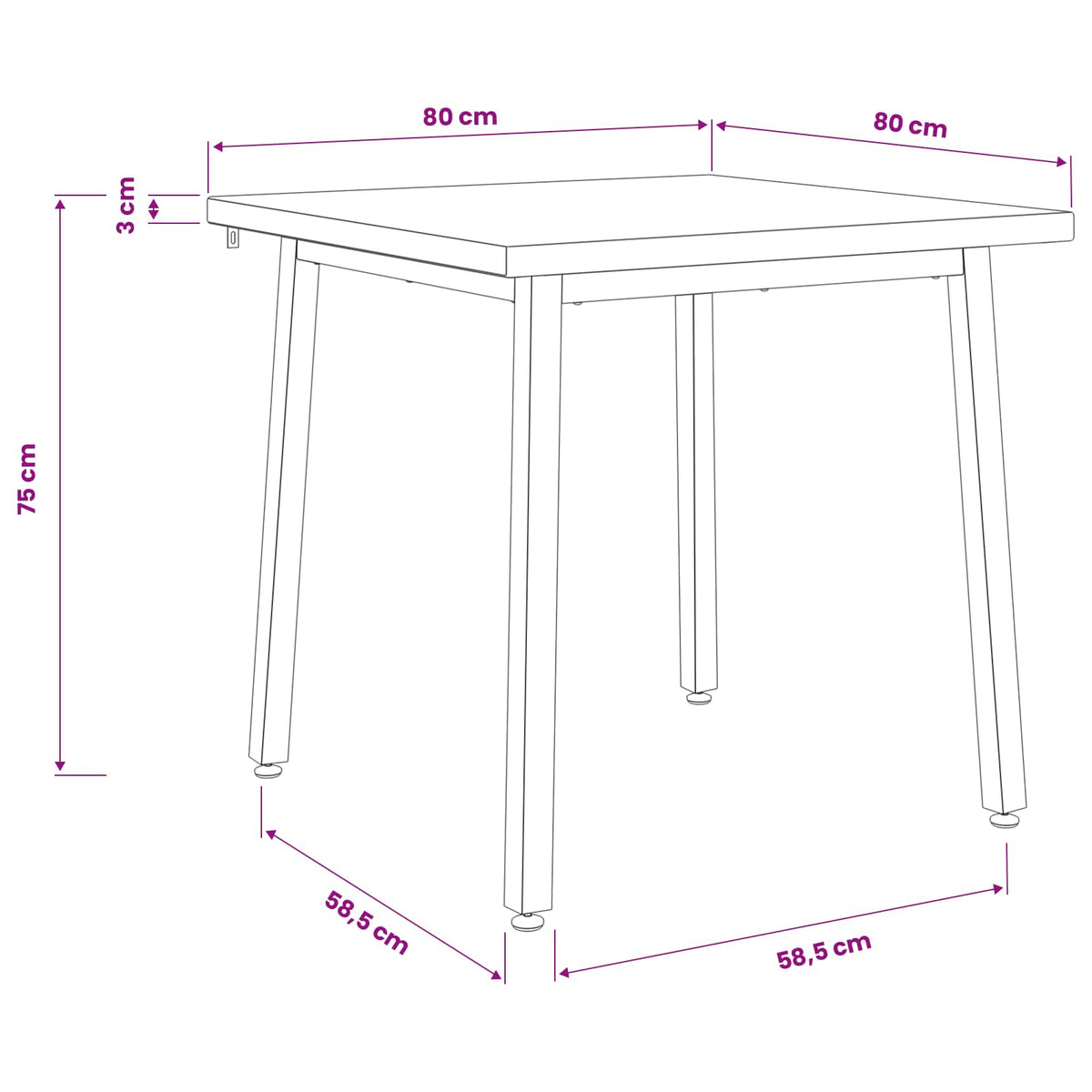 80 x 80 x 75 cm Kietos akacijos mediena Natūrali ir juoda