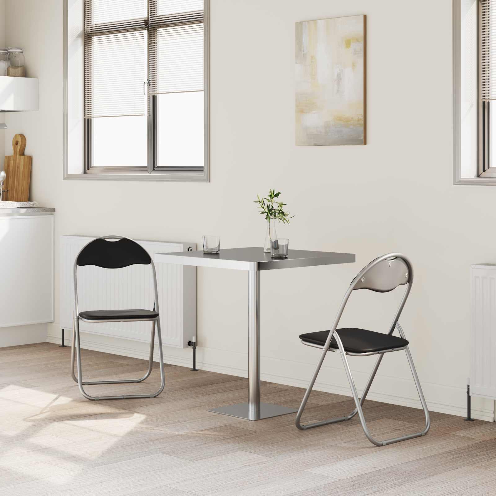 Folding chair 2 pcs Black and grey 48 x 43.5 x 81 cm