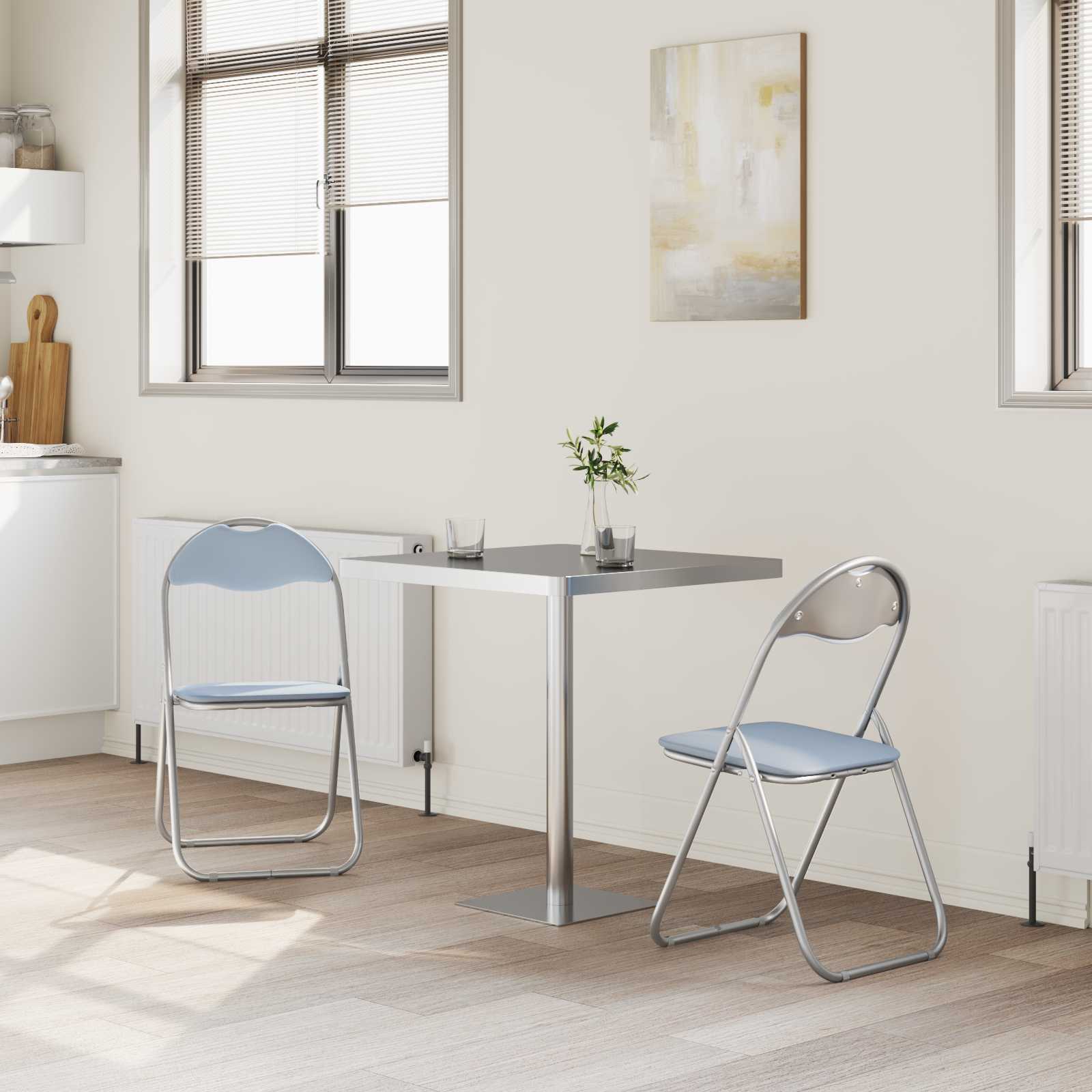 Sulankstoma kėdė 2 pcs Pilka 48 x 43,5 x 81 cm Dirbtinė oda