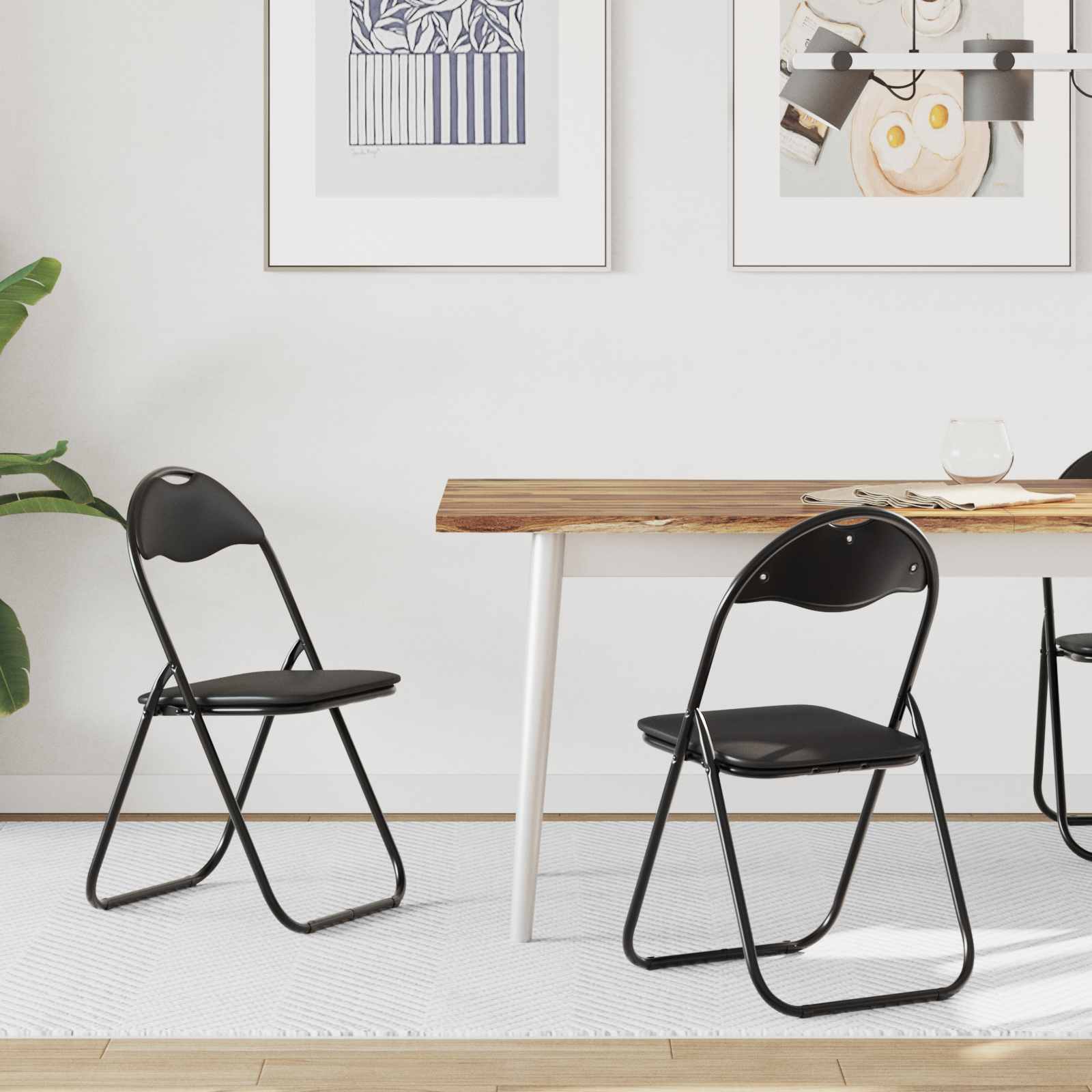 Folding Chair 2 pcs Black 48 x 43.5 x 81 cm Artificial Leather