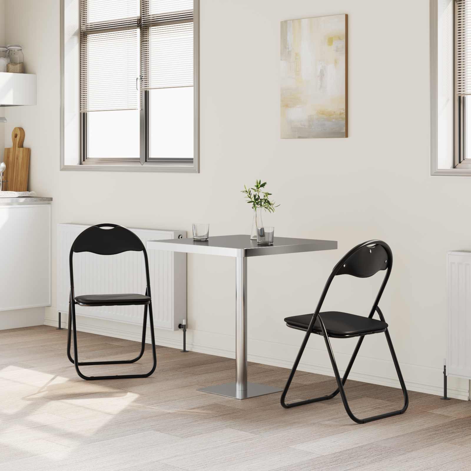 Folding Chair 2 pcs Black 48 x 43.5 x 81 cm Artificial Leather