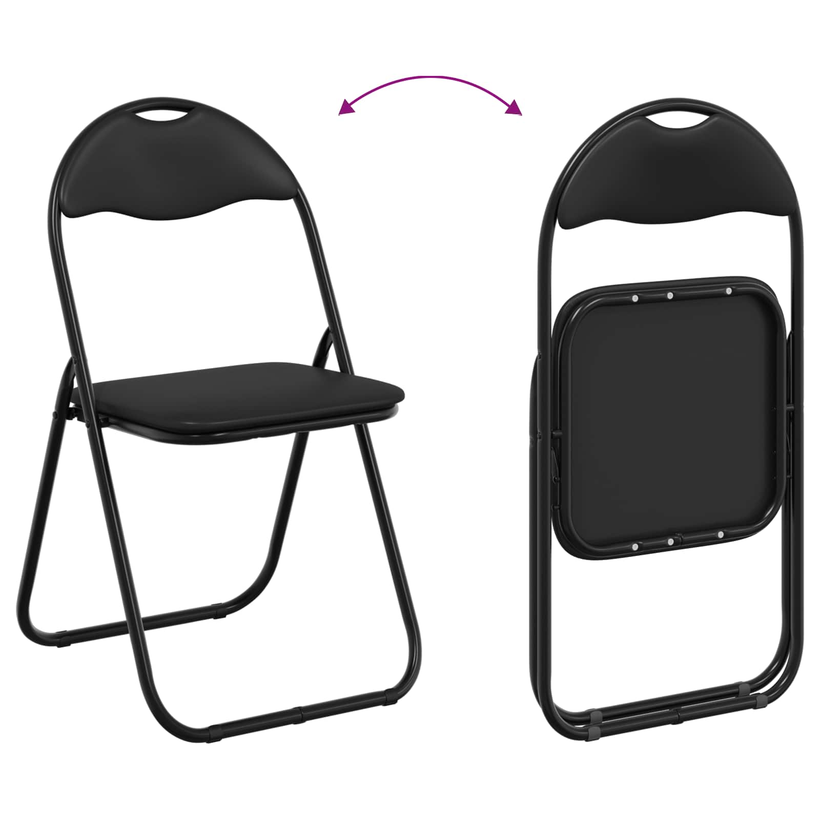 Folding Chair 2 pcs Black 48 x 43.5 x 81 cm Artificial Leather