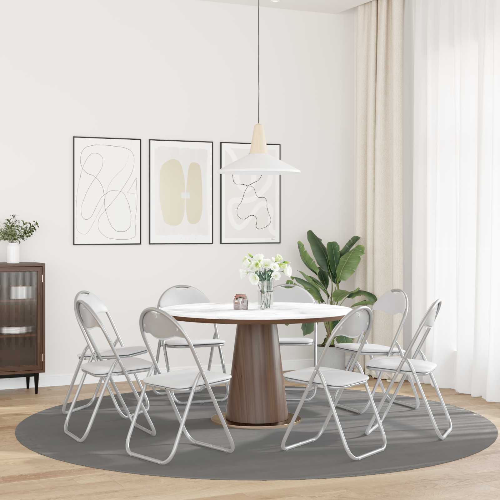 Sulankstoma kėdė 8 pcs Balta ir pilka 48 x 43,5 x 81 cm