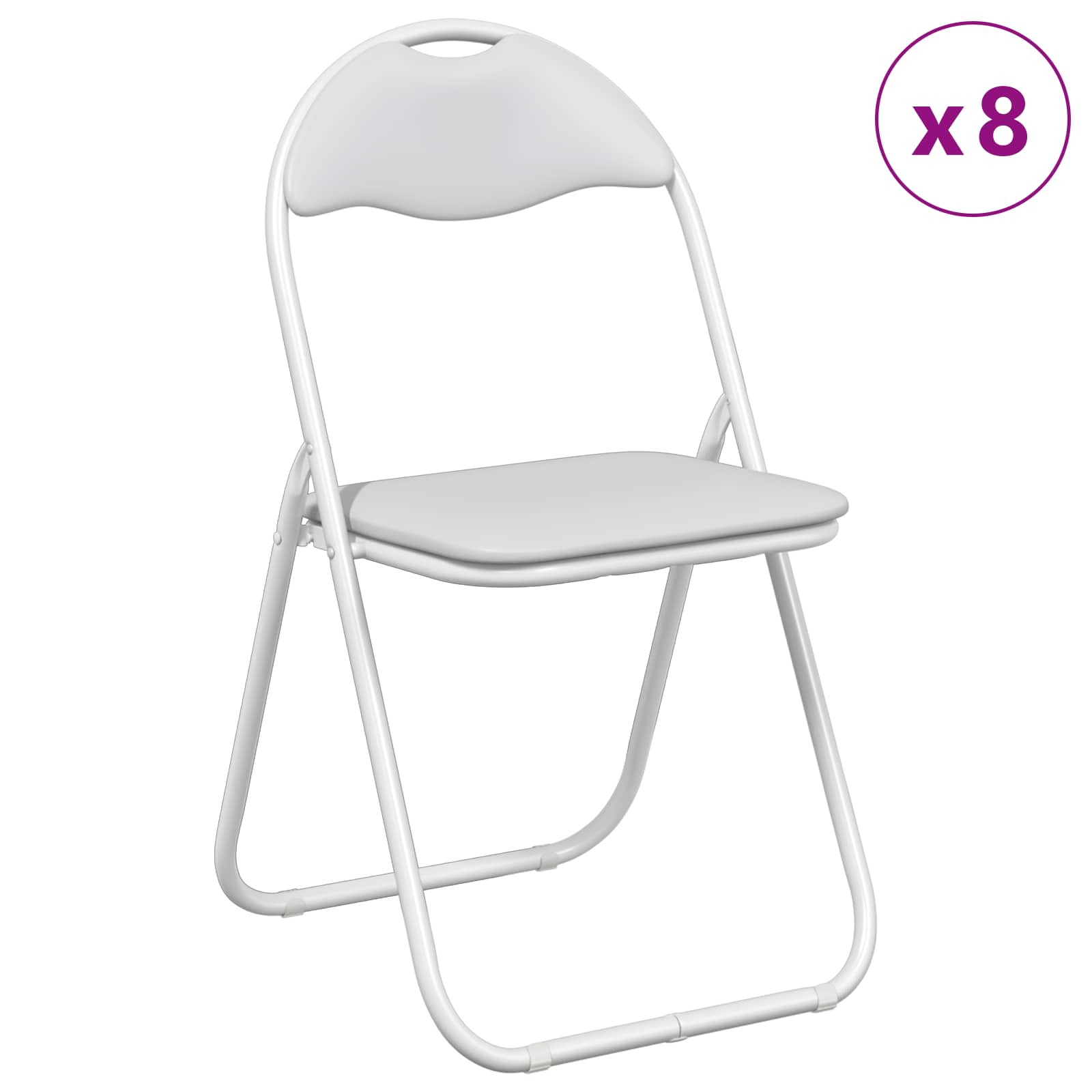 Folding chair 8 pcs White 48 x 43.5 x 81 cm Faux leather