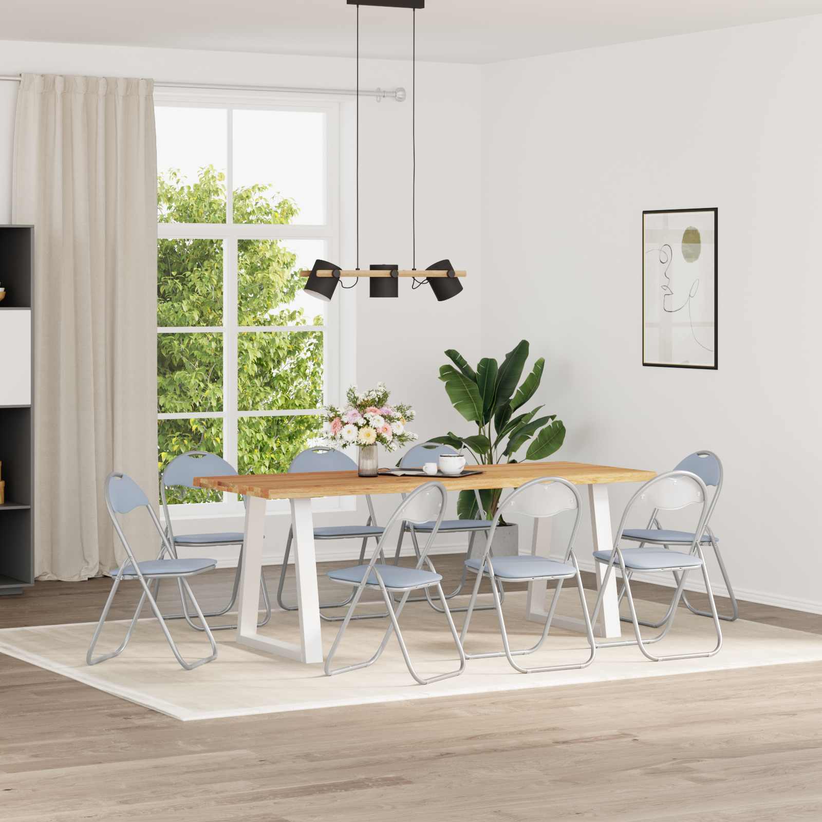 Sulankstoma kėdė 8 pcs Pilka 48 x 43,5 x 81 cm Dirbtinė oda