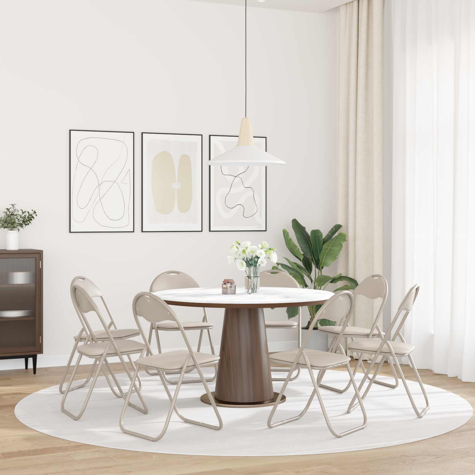 Sulankstoma kėdė 8 pcs Smėlio 48 x 43,5 x 81 cm Dirbtinė oda