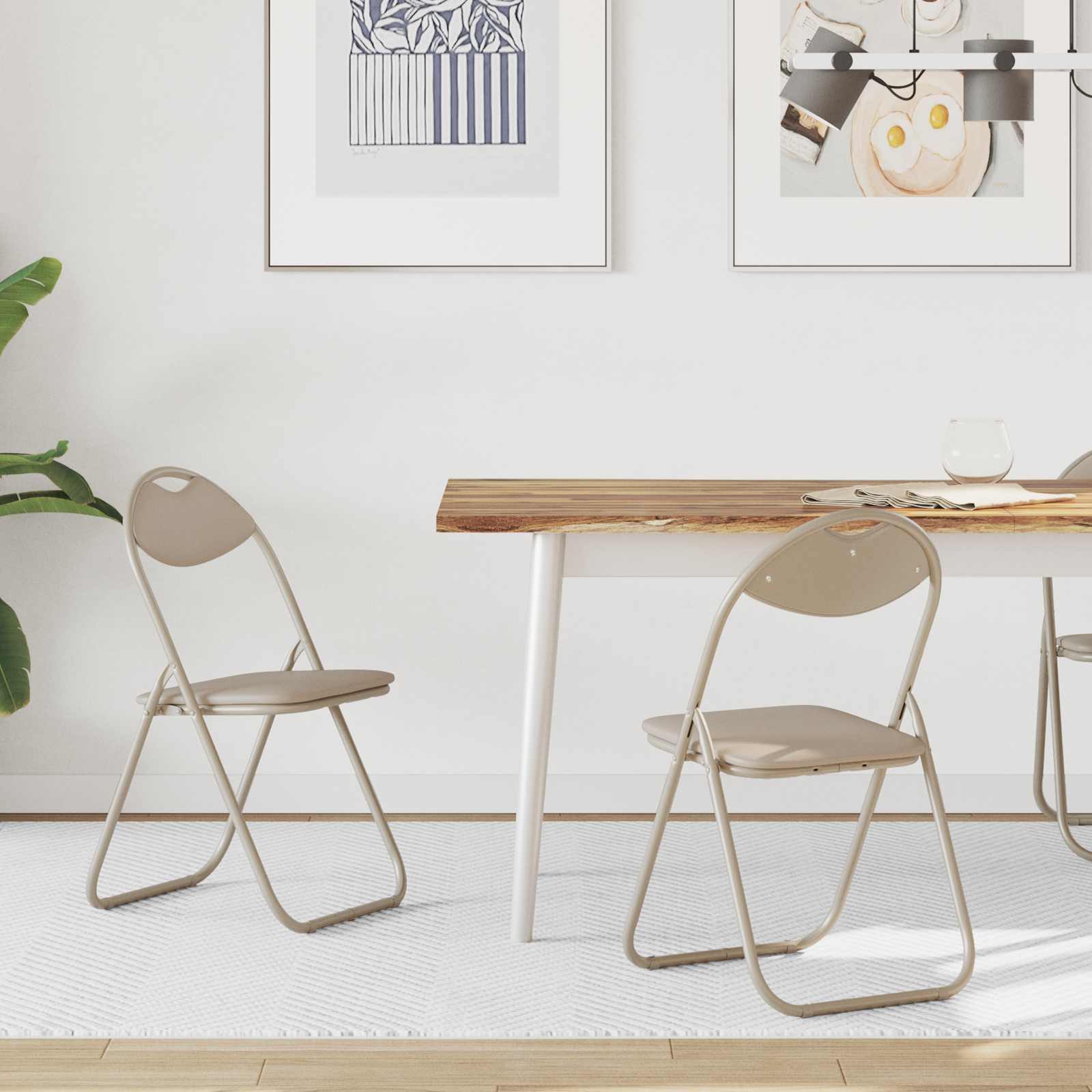 Folding Dining Chair 2 pcs Sand 48 x 43.5 x 81 cm