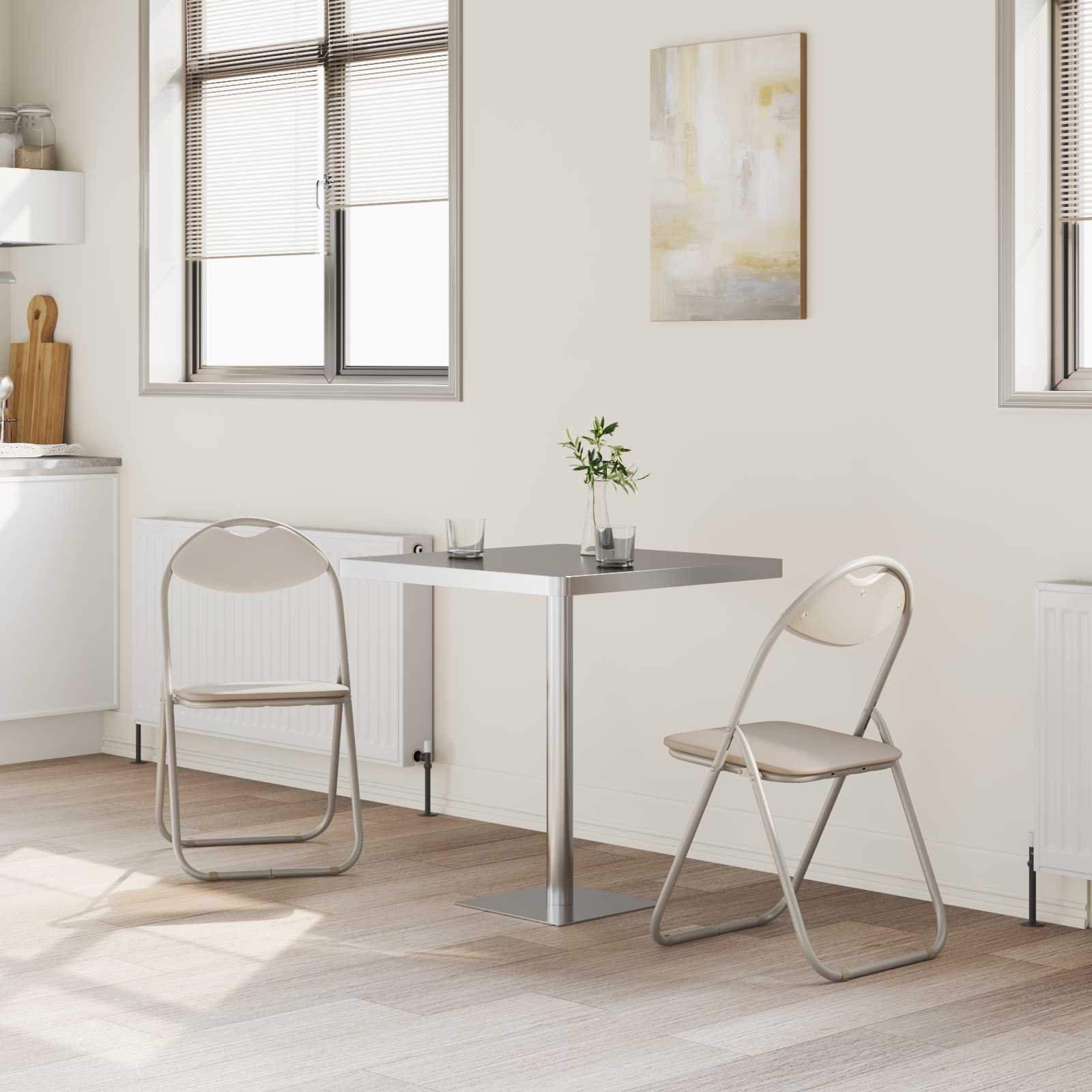 Folding Dining Chair 2 pcs Sand 48 x 43.5 x 81 cm
