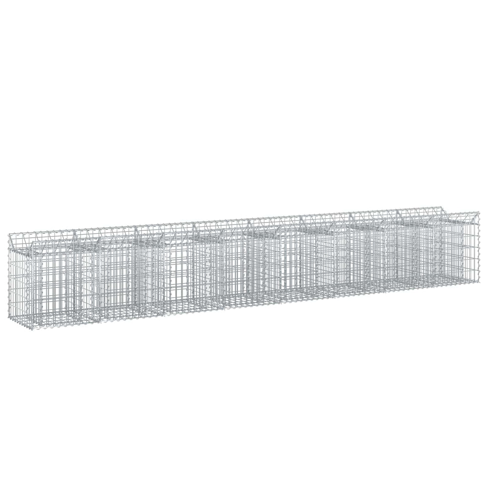 Gabioninė pakelta lova 2 pcs Sidabro 400 x 50 x 60 cm
