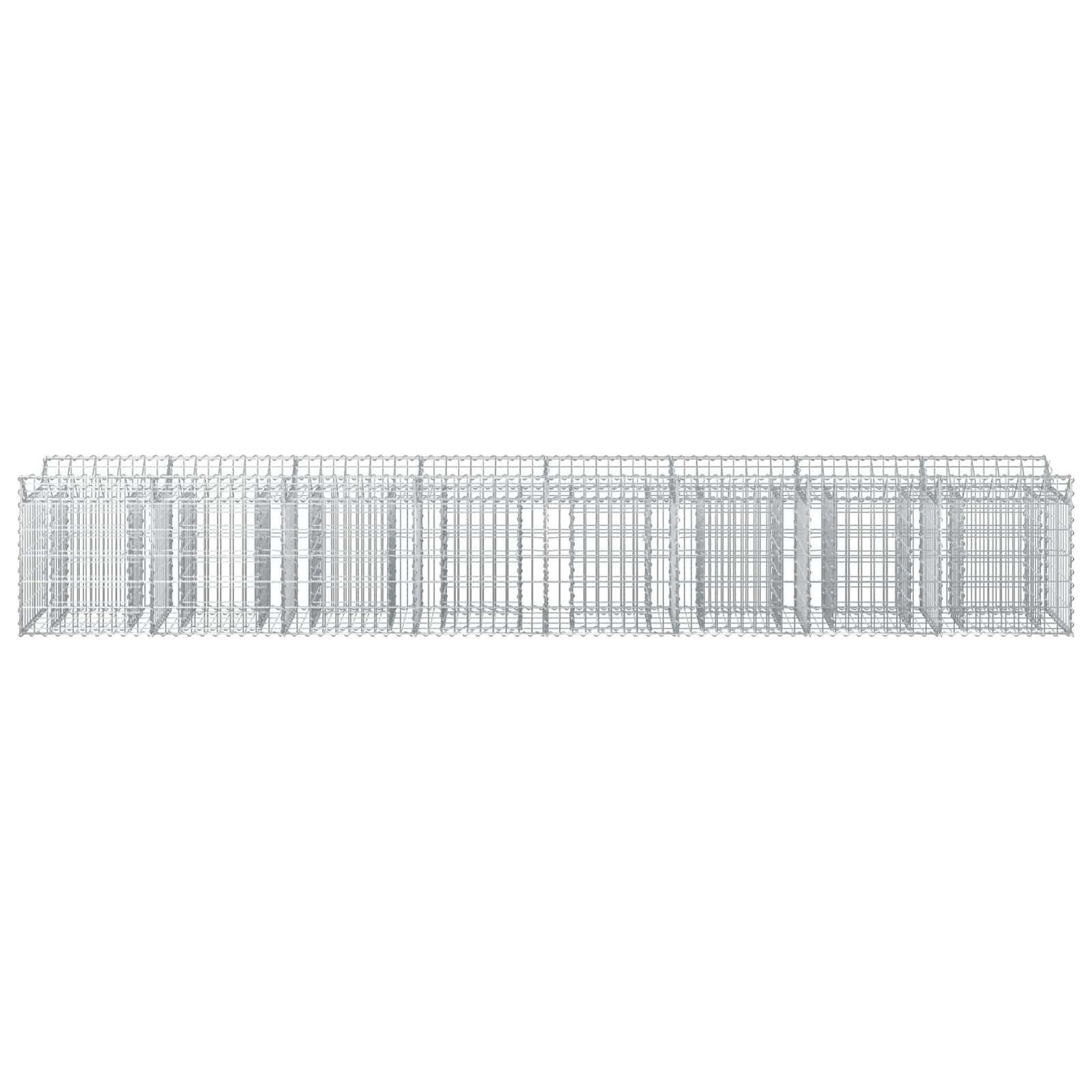 Gabioninė pakelta lova 2 pcs Sidabro 400 x 50 x 60 cm
