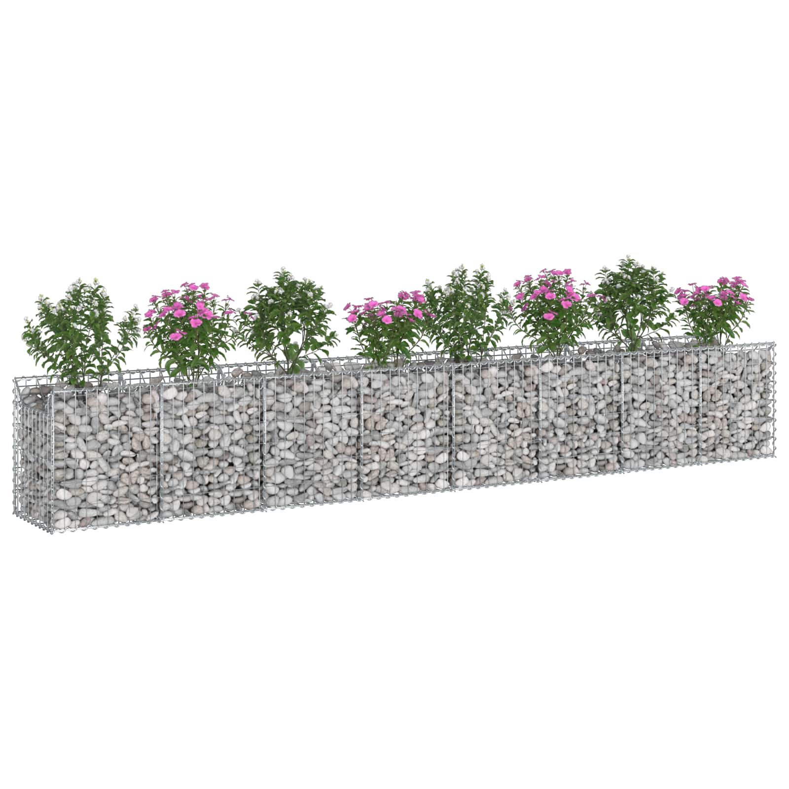 Gabioninė pakelta lova 2 pcs Sidabro 400 x 50 x 60 cm