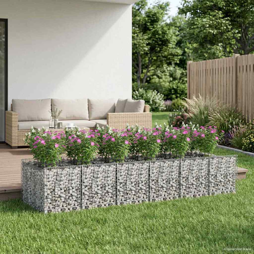 Gabioninė pakelta lova 2 pcs Sidabrinė
