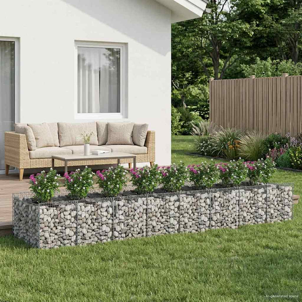 Gabioninė pakelta lova 3 pcs Sidabrinė