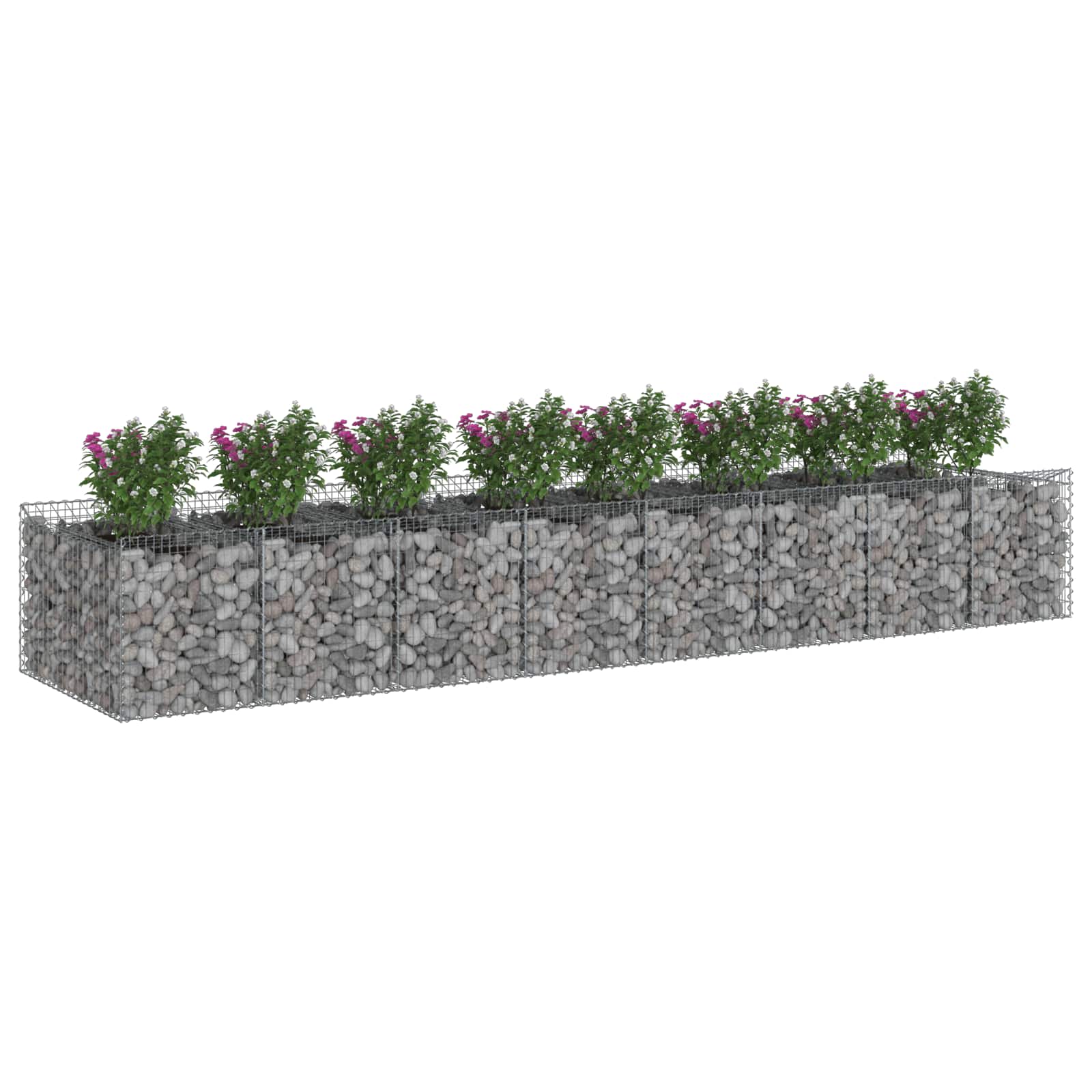Gabioninė pakelta lova 3 pcs Sidabrinė