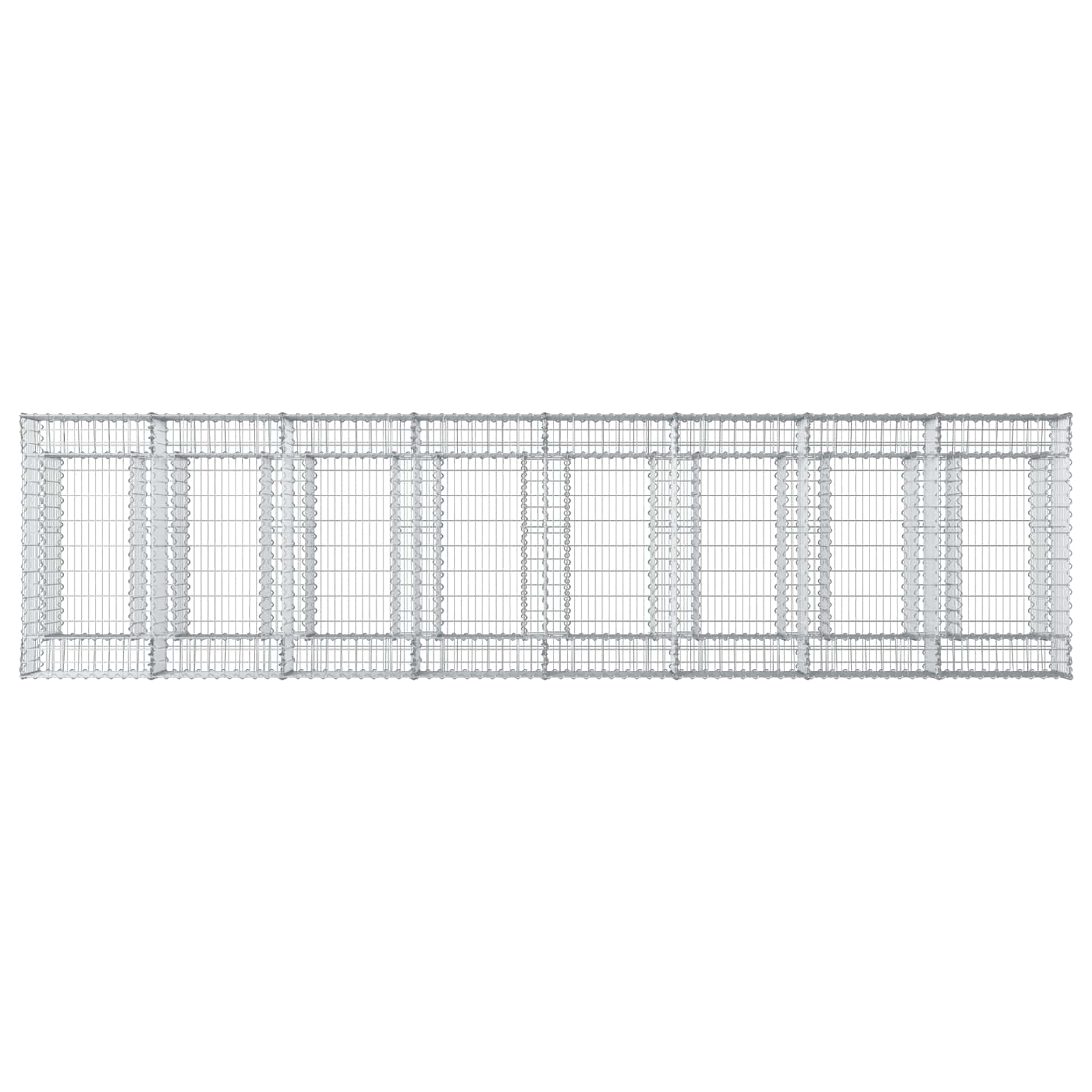 Gabioninė pakelta lova 3 pcs Sidabrinė