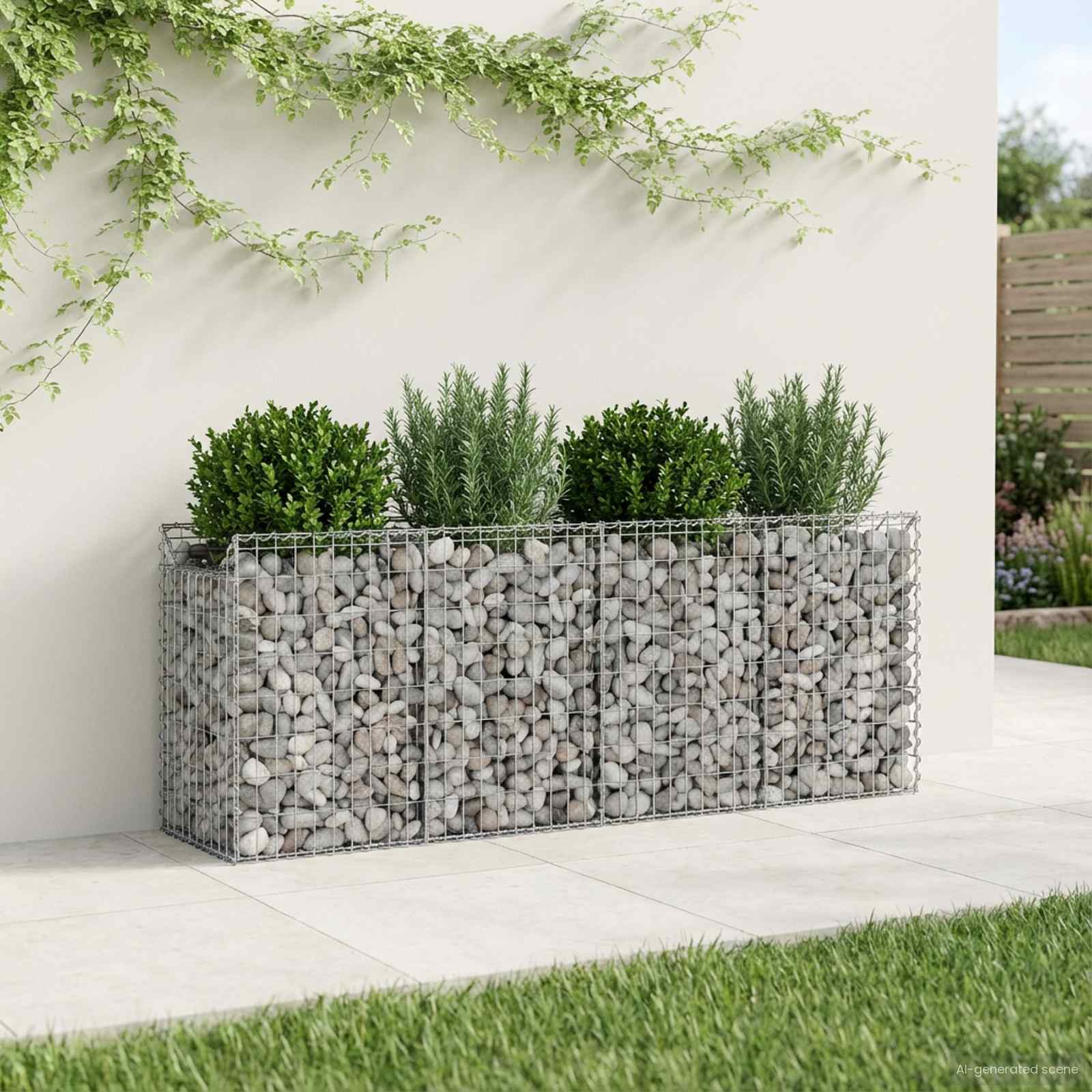 Gabioninė pakelta lova 2 pcs Sidabro 200 x 50 x 80 cm