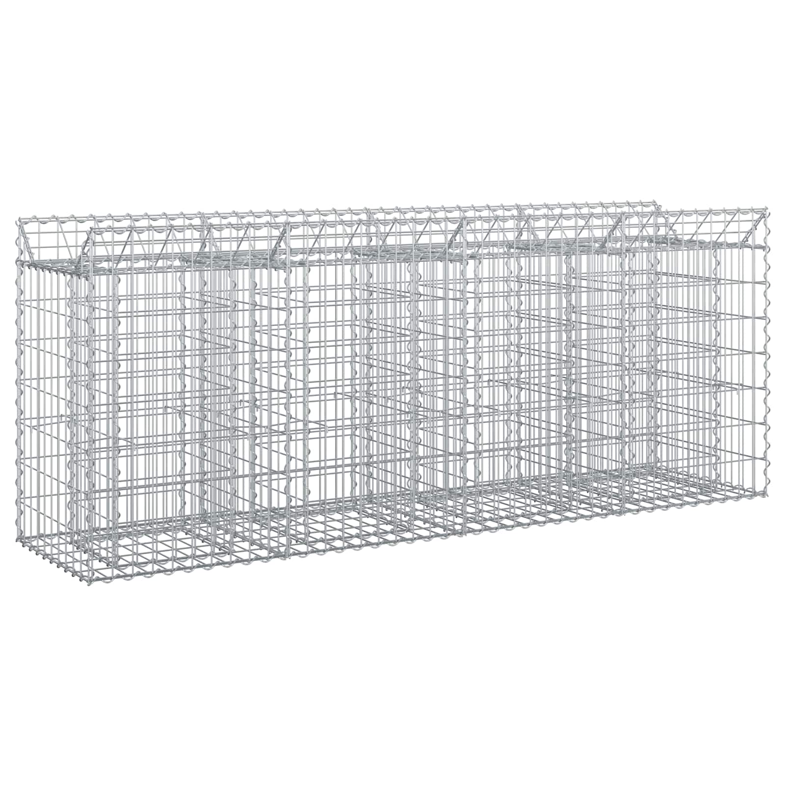 Gabioninė pakelta lova 2 pcs Sidabro 200 x 50 x 80 cm