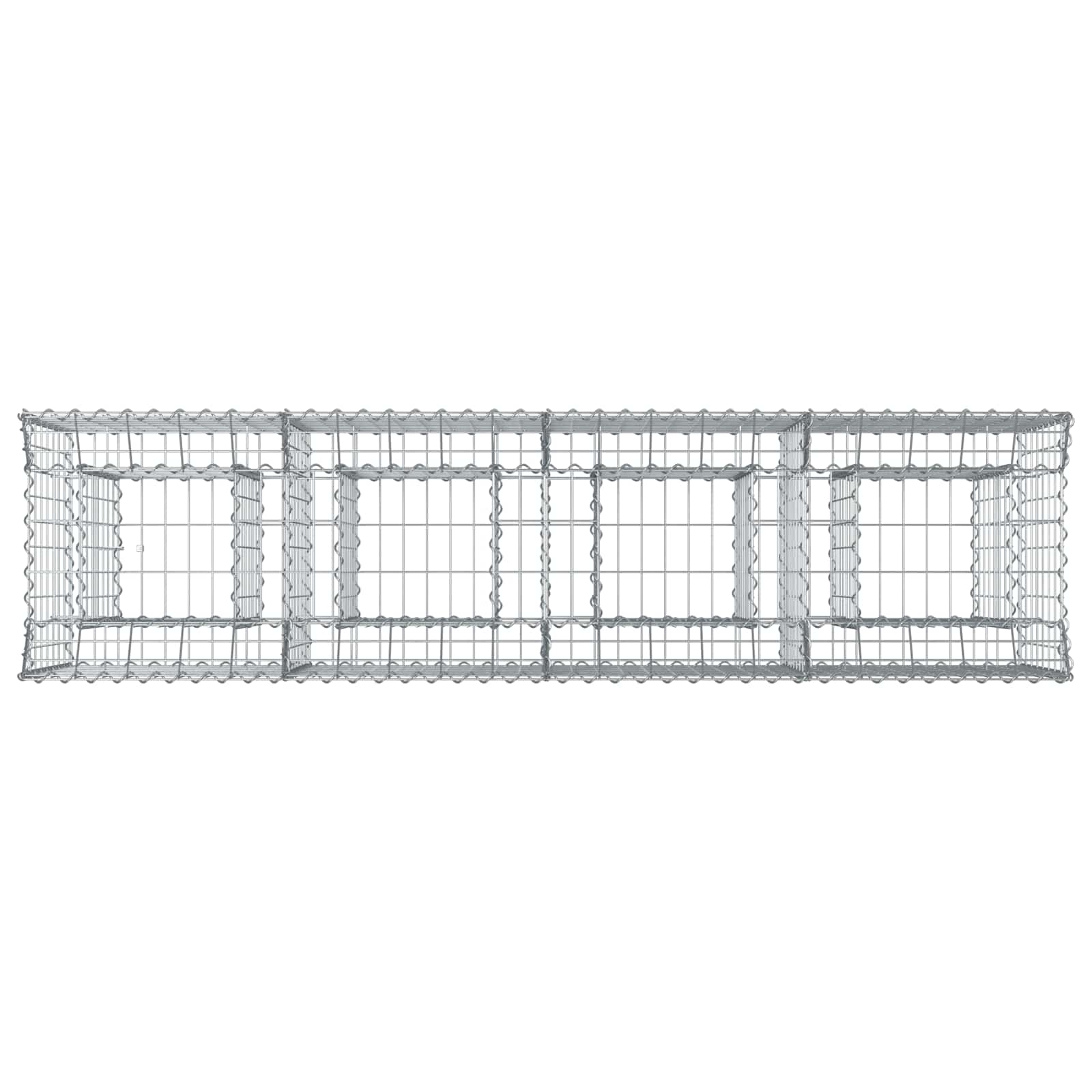 Gabioninė pakelta lova 2 pcs Sidabro 200 x 50 x 80 cm