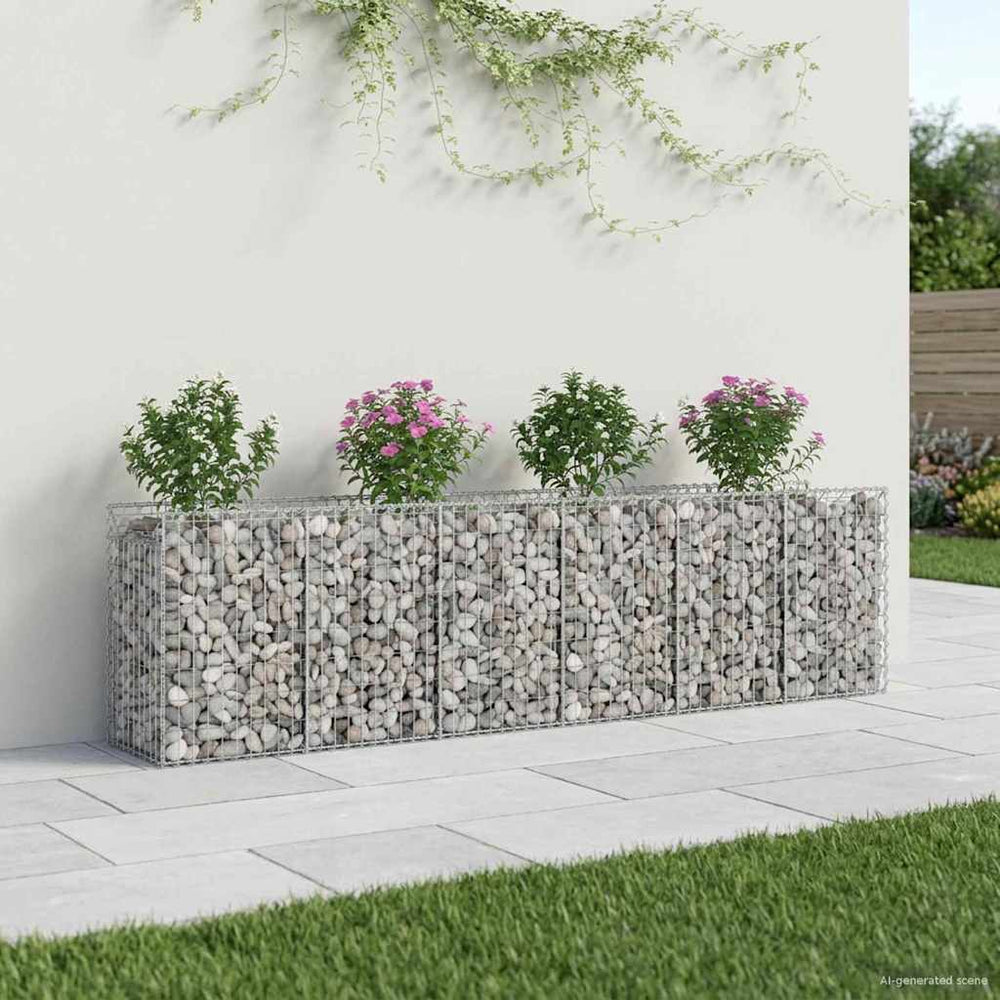 Gabioninė pakelta lova 2 pcs Sidabro 300 x 50 x 80 cm