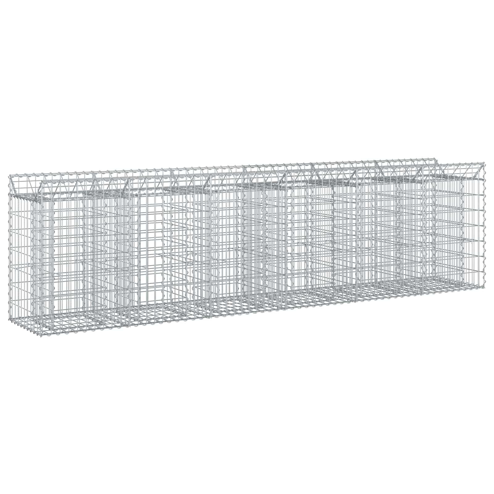 Gabioninė pakelta lova 2 pcs Sidabro 300 x 50 x 80 cm