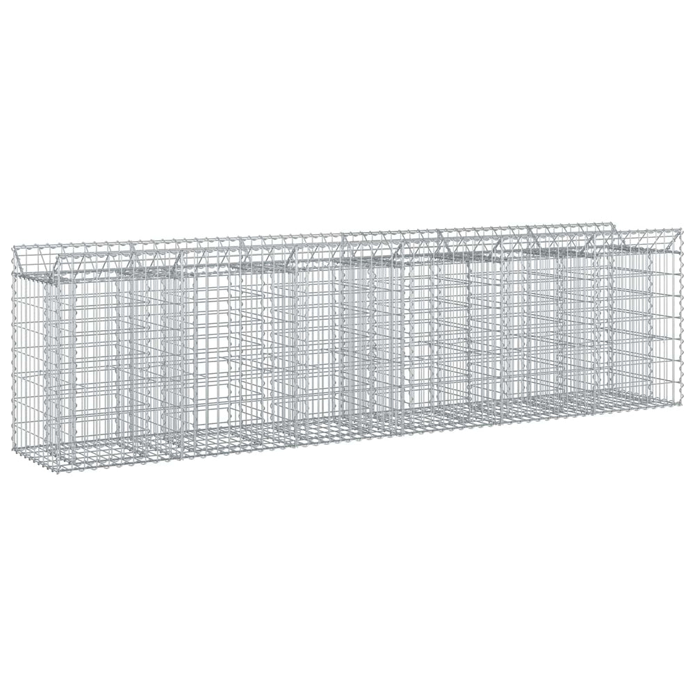 Gabioninė pakelta lova 2 pcs Sidabro 300 x 50 x 80 cm