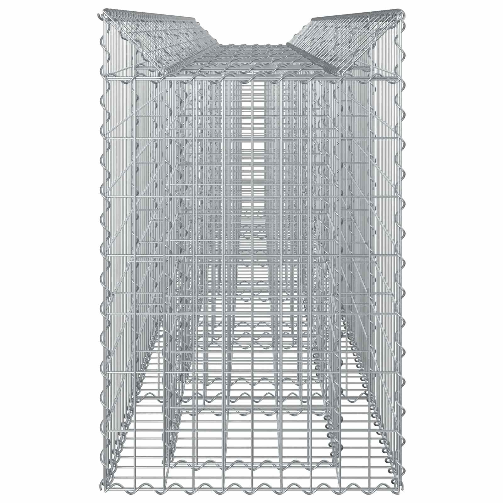 Gabioninė pakelta lova 2 pcs Sidabro 300 x 50 x 80 cm