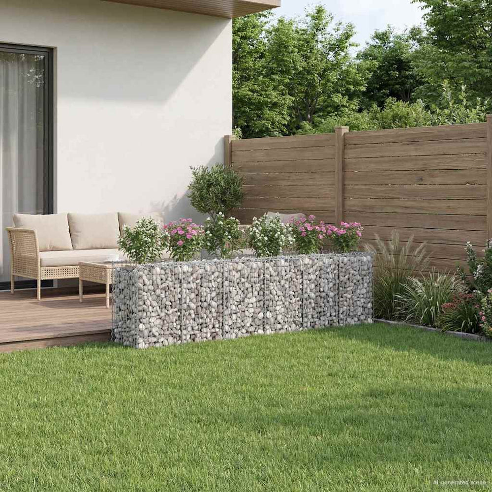 Gabioninė pakelta lova 3 pcs Sidabro 400 x 50 x 80 cm