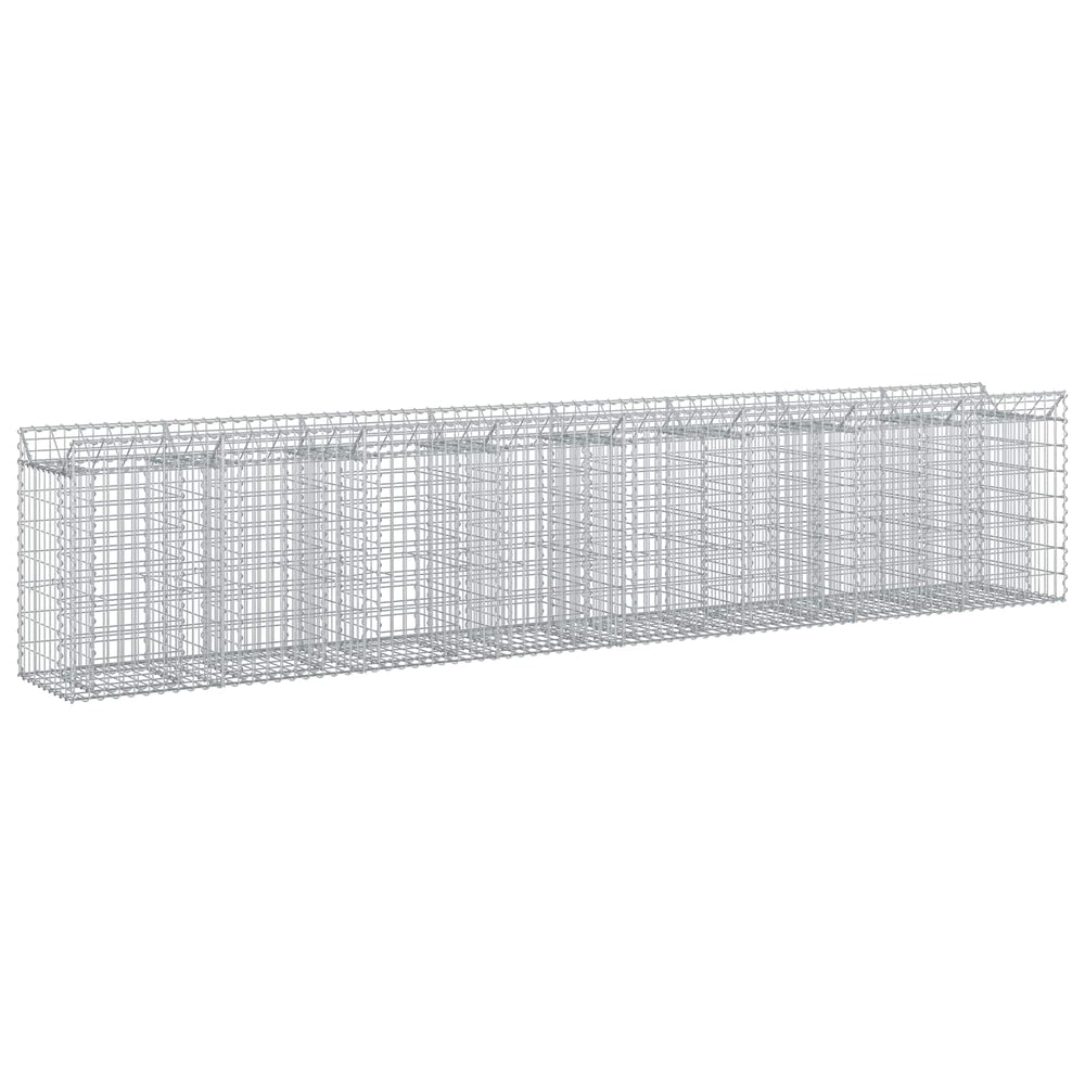 Gabioninė pakelta lova 3 pcs Sidabro 400 x 50 x 80 cm
