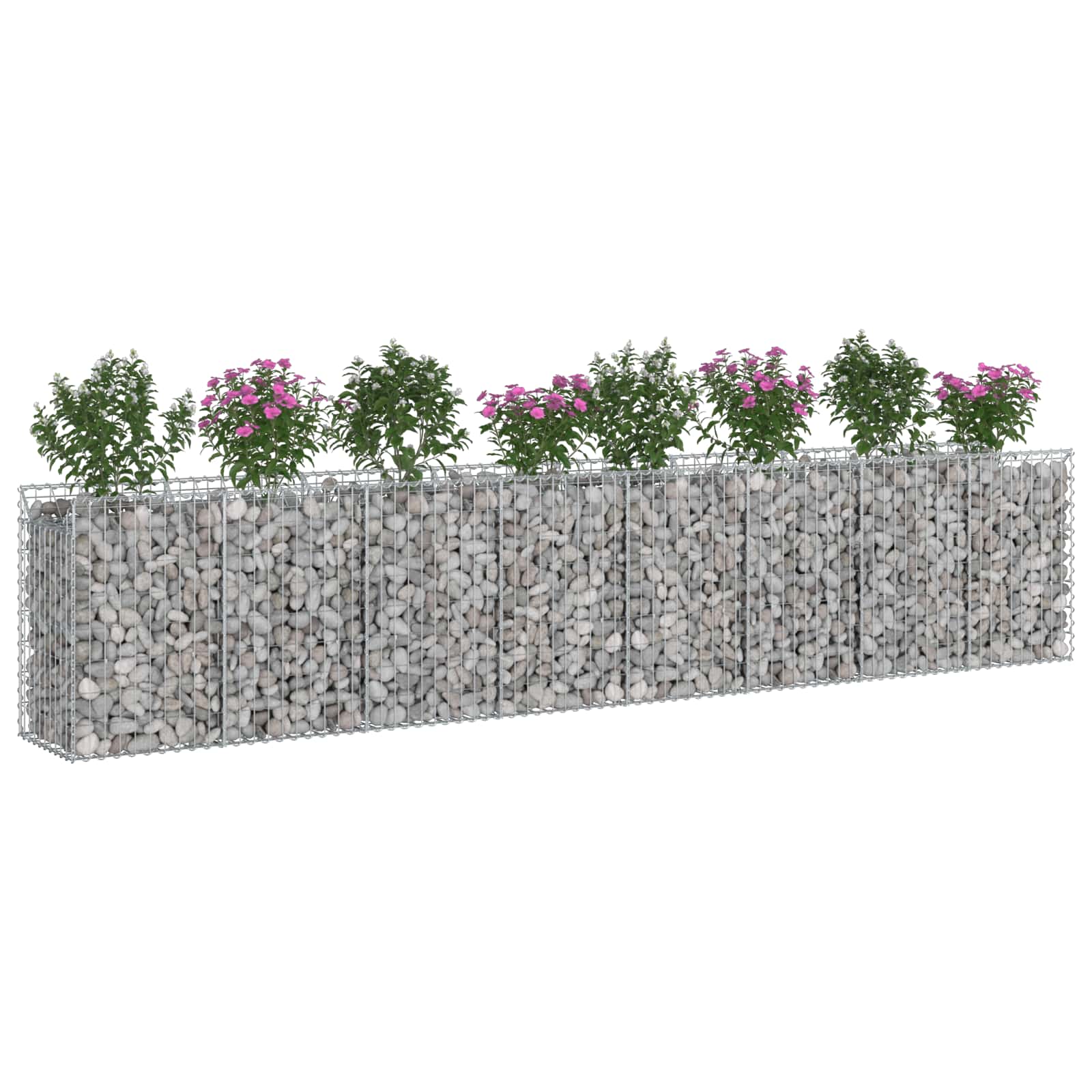 Gabionu paceltā dobe 3 gab. Sudraba 400 x 50 x 80 cm