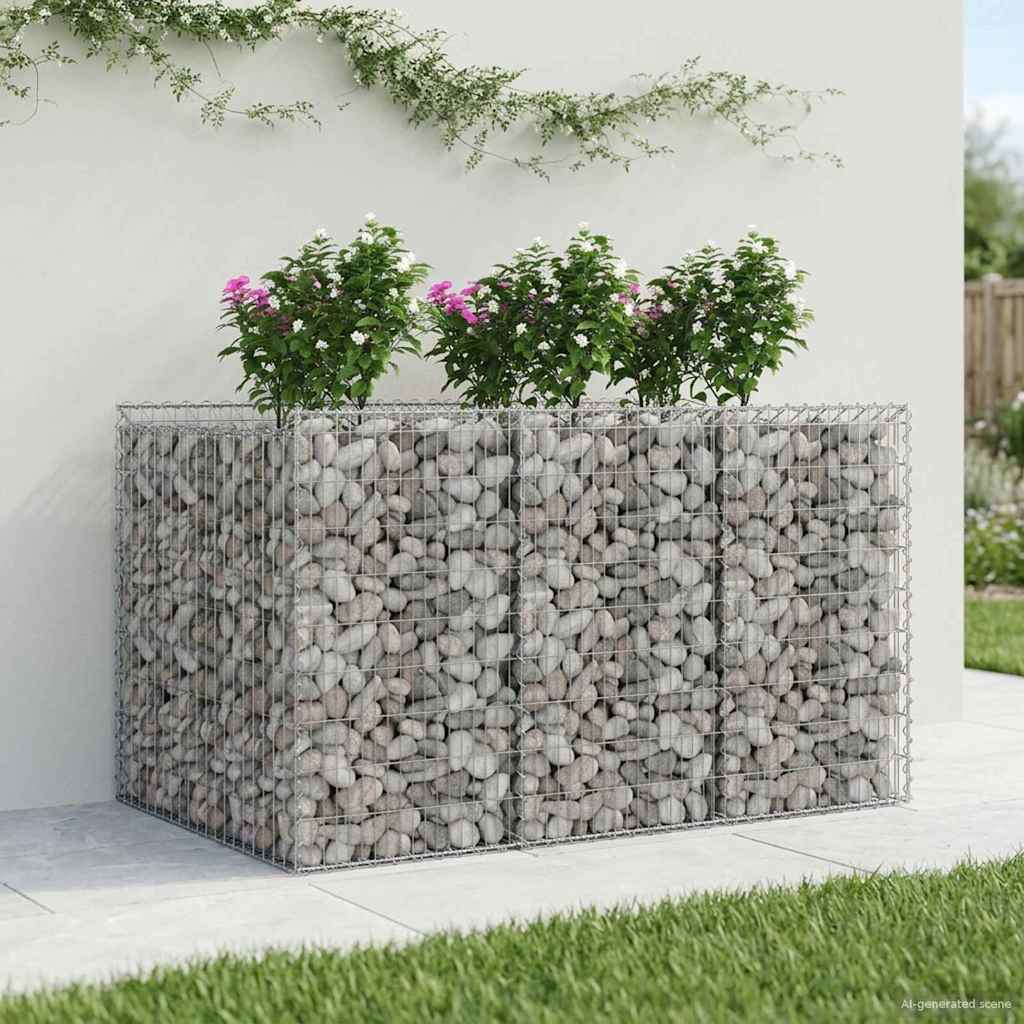 Gabioninė pakelta lova 2 pcs Sidabrinė