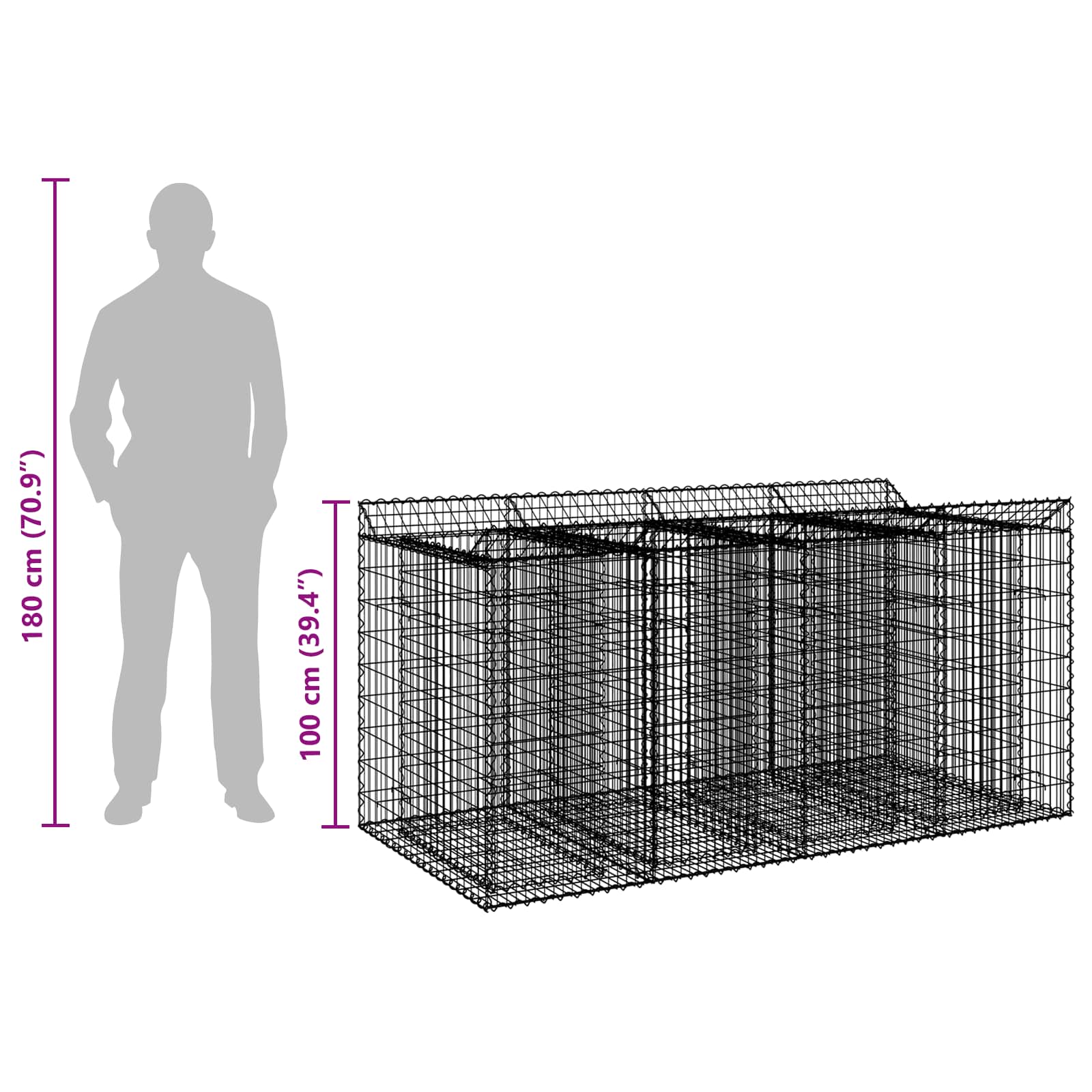 Gabioninė pakelta lova 2 pcs Sidabrinė
