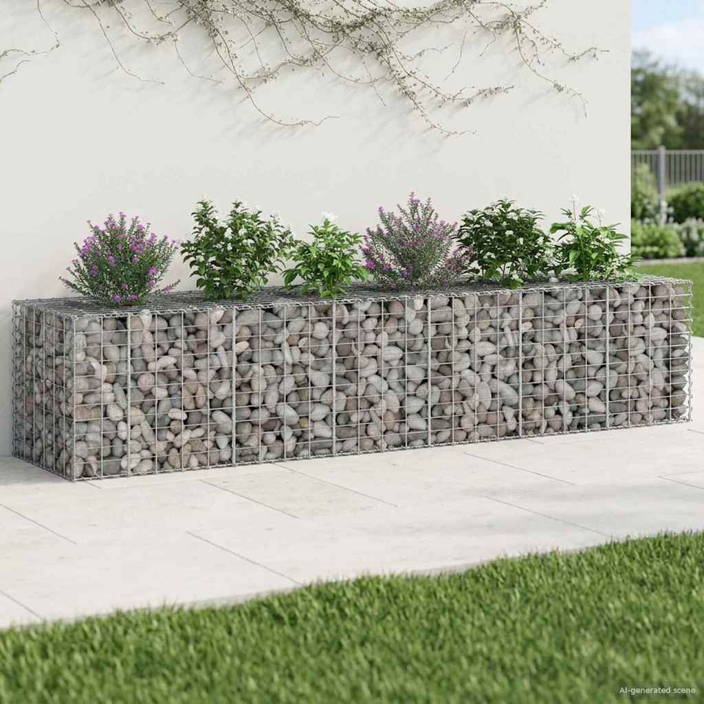 Gabioninė pakelta lova 2 pcs Sidabro 260 x 60 x 55 cm