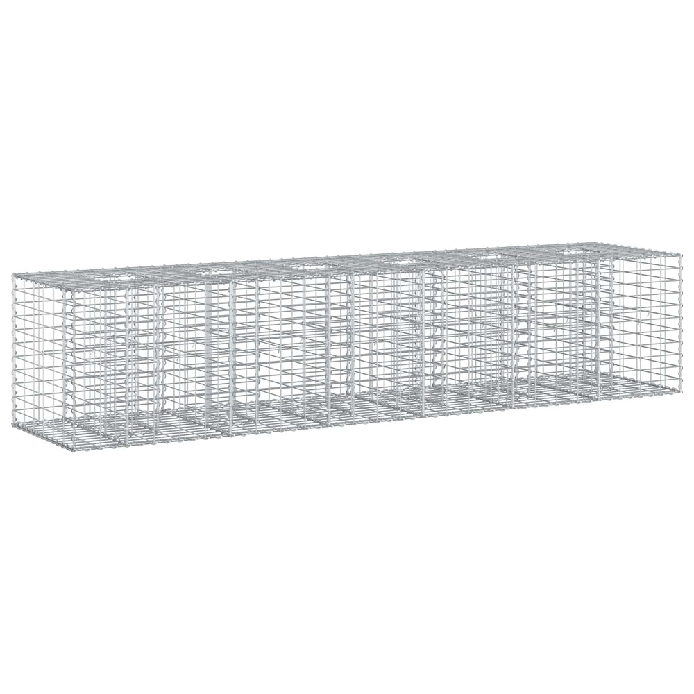 Gabioninė pakelta lova 2 pcs Sidabro 260 x 60 x 55 cm