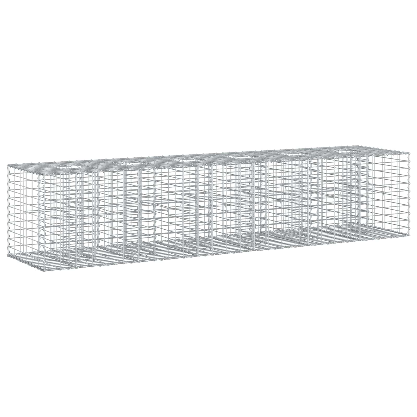 Gabioninė pakelta lova 2 pcs Sidabro 260 x 60 x 55 cm