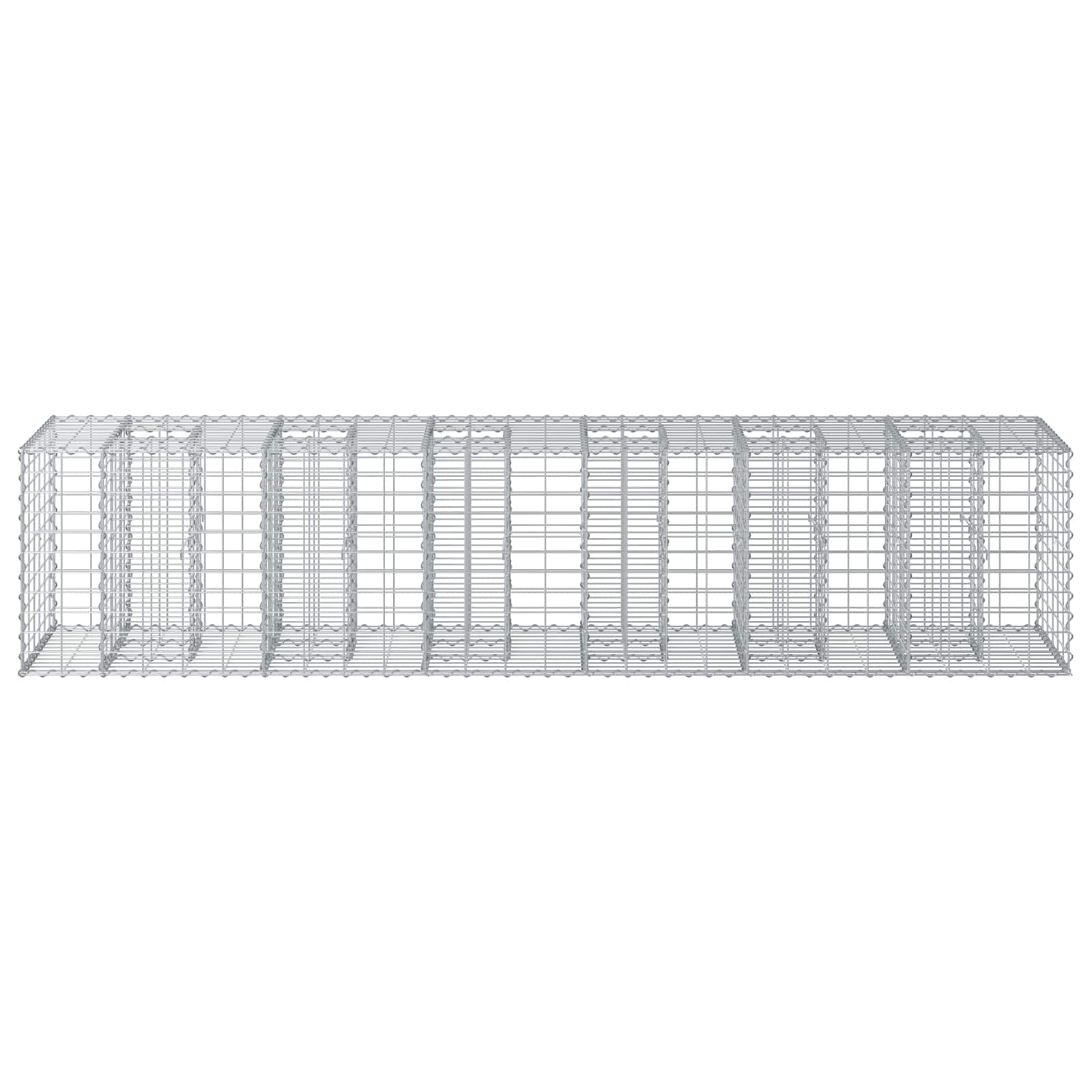 Gabioninė pakelta lova 2 pcs Sidabro 260 x 60 x 55 cm