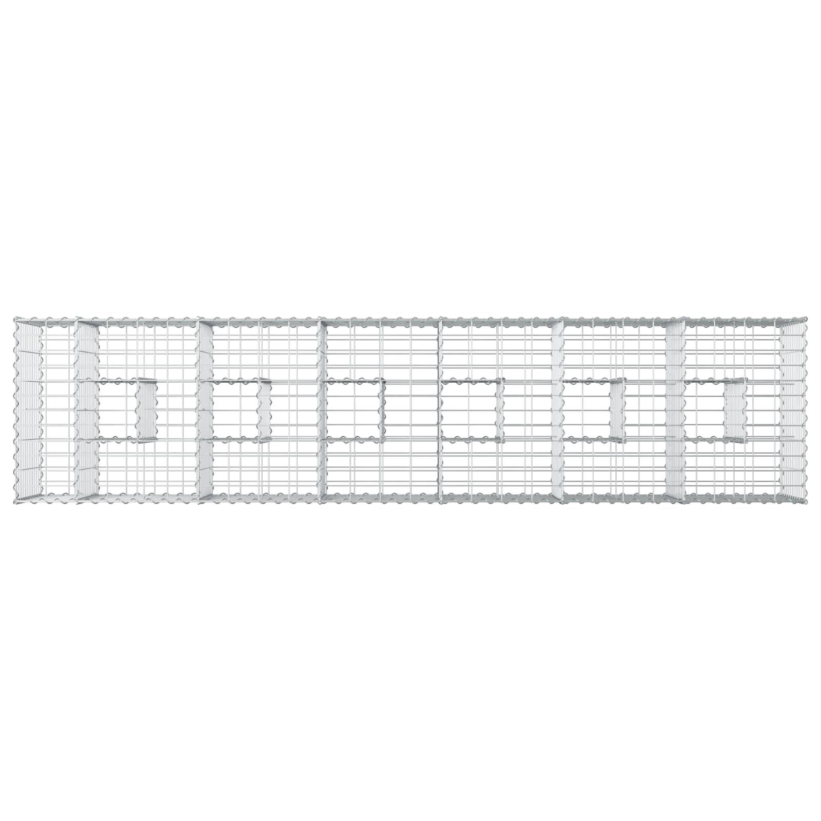 Gabioninė pakelta lova 2 pcs Sidabro 260 x 60 x 55 cm