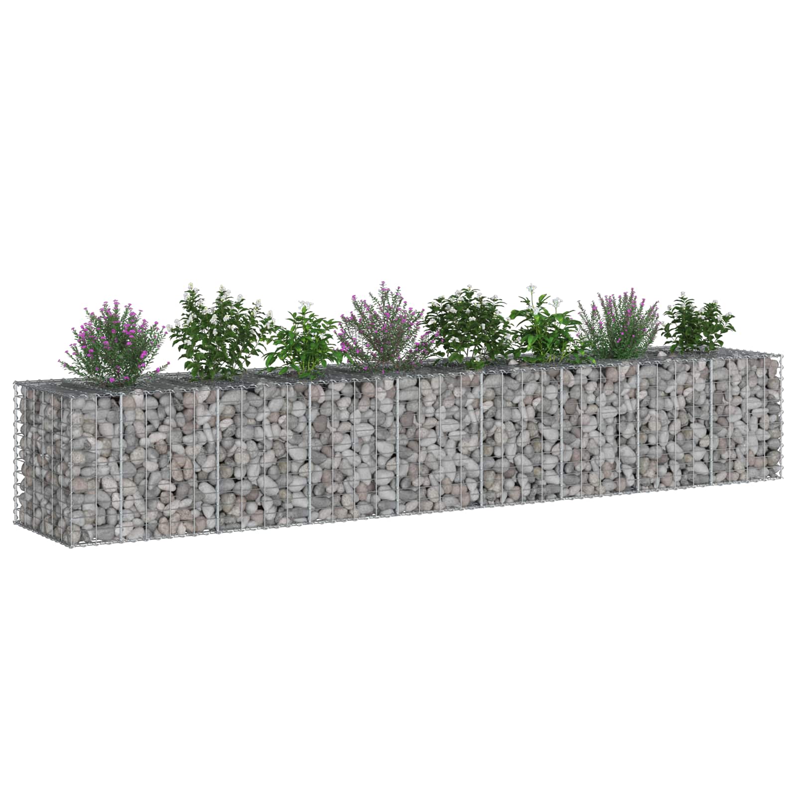 Gabionu paaugstinātā dobe 2 gab. sudraba 340 x 60 x 55 cm