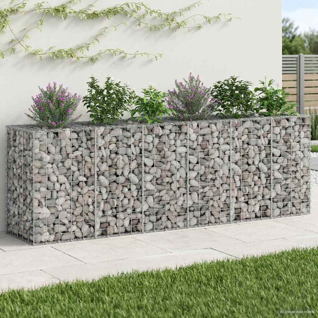 Gabioninė pakelta lova 2 pcs Sidabro 250 x 50 x 80 cm