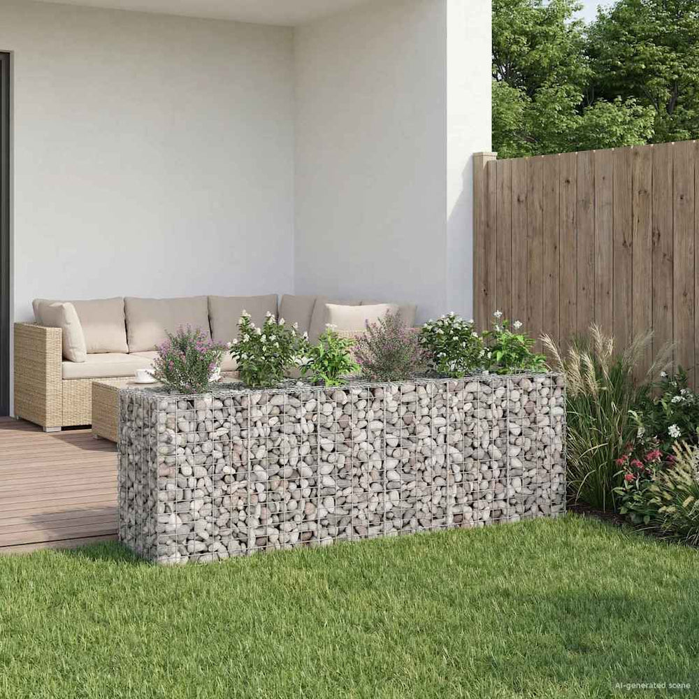 Gabioninė pakelta lova 2 pcs Sidabro 250 x 50 x 80 cm