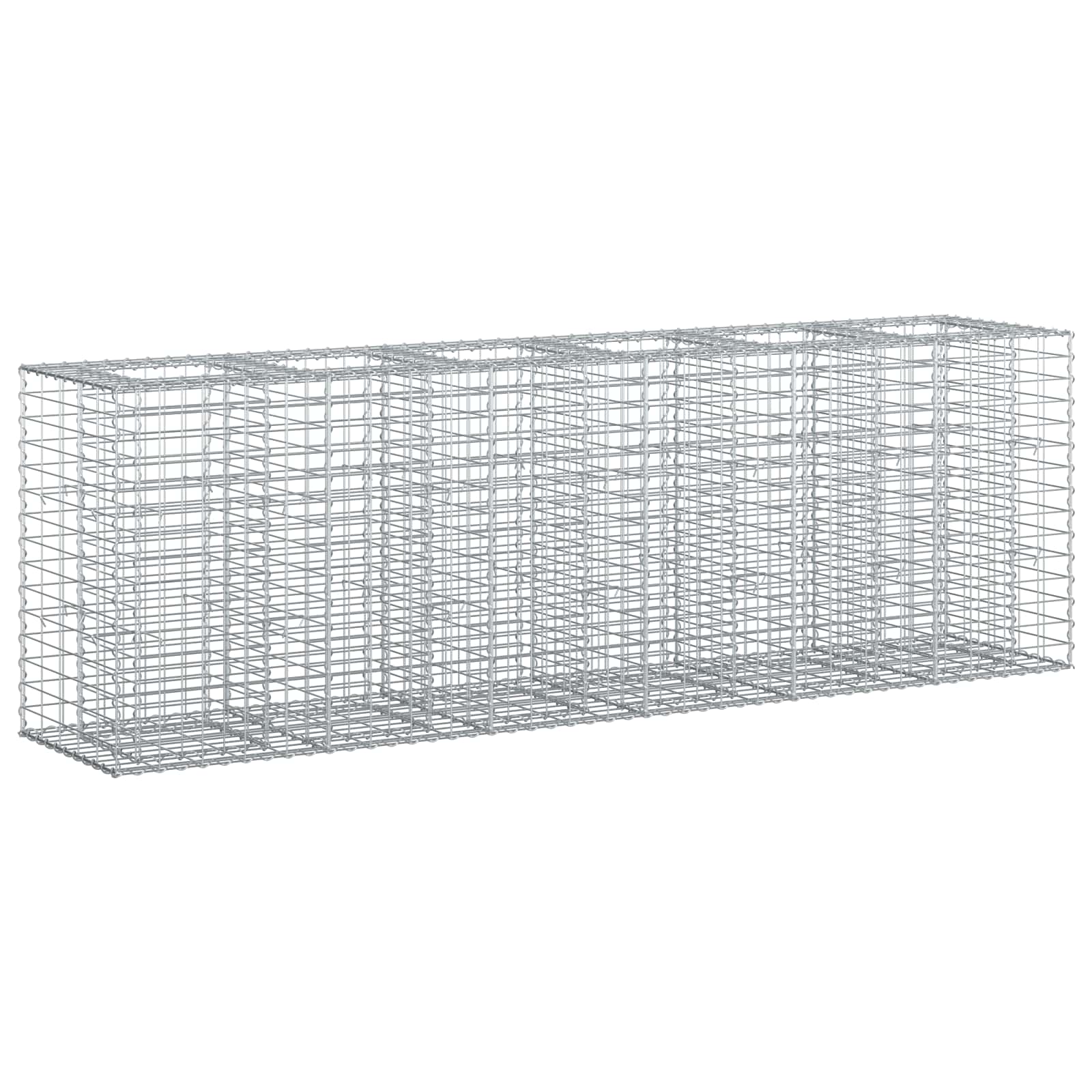 Gabioninė pakelta lova 2 pcs Sidabro 250 x 50 x 80 cm