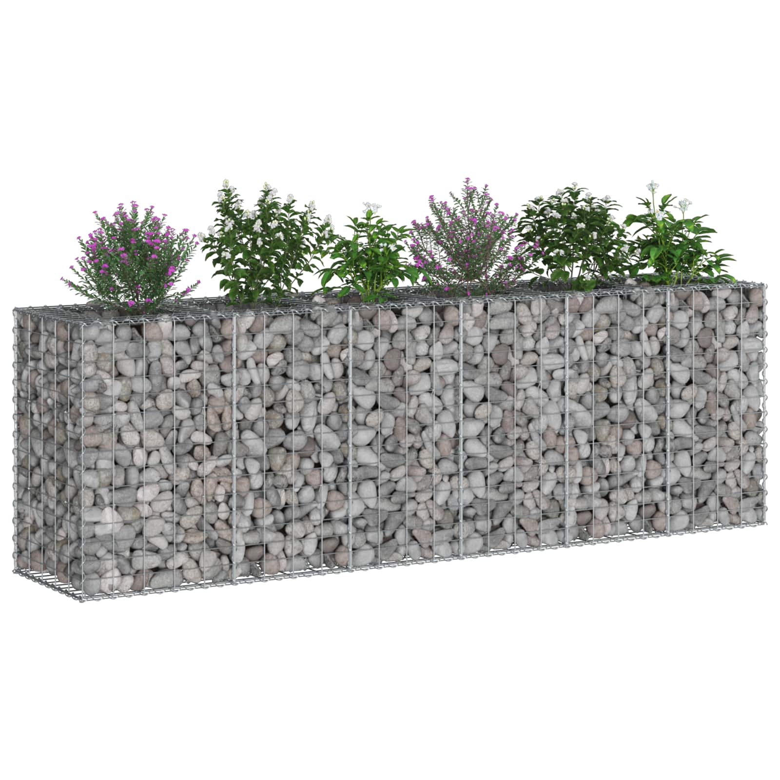 Gabioninė pakelta lova 2 pcs Sidabro 250 x 50 x 80 cm
