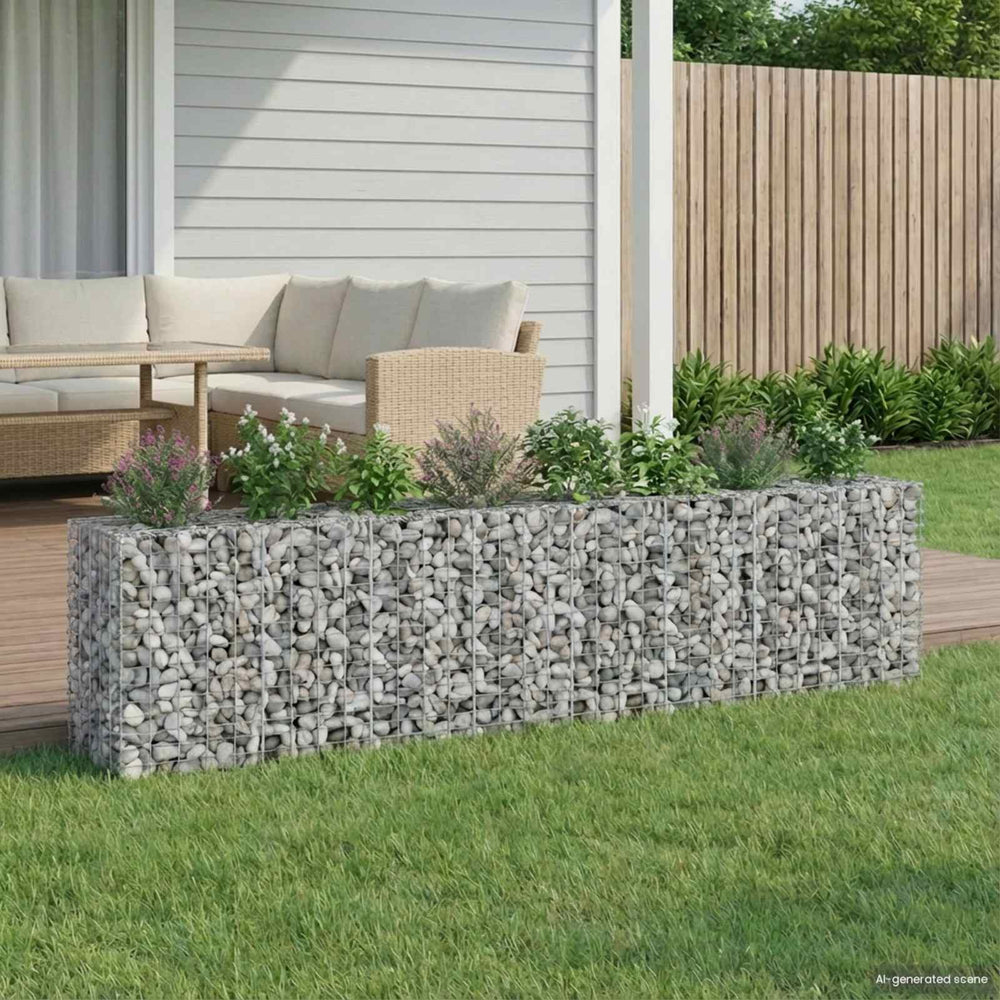 Gabioninė pakelta lova 2 pcs Sidabro 330 x 50 x 80 cm