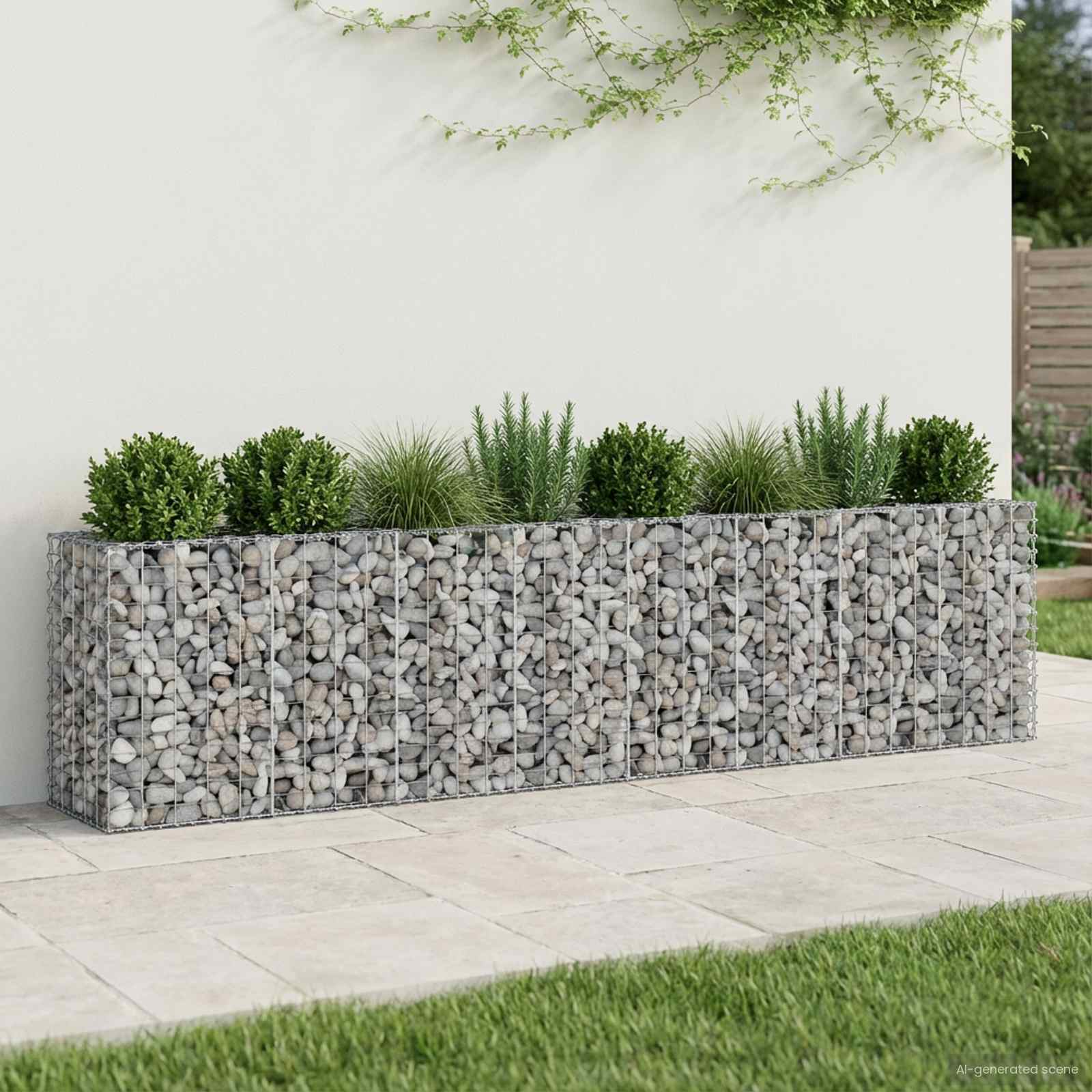 Gabioninė pakelta lova 2 pcs Sidabro 330 x 50 x 80 cm