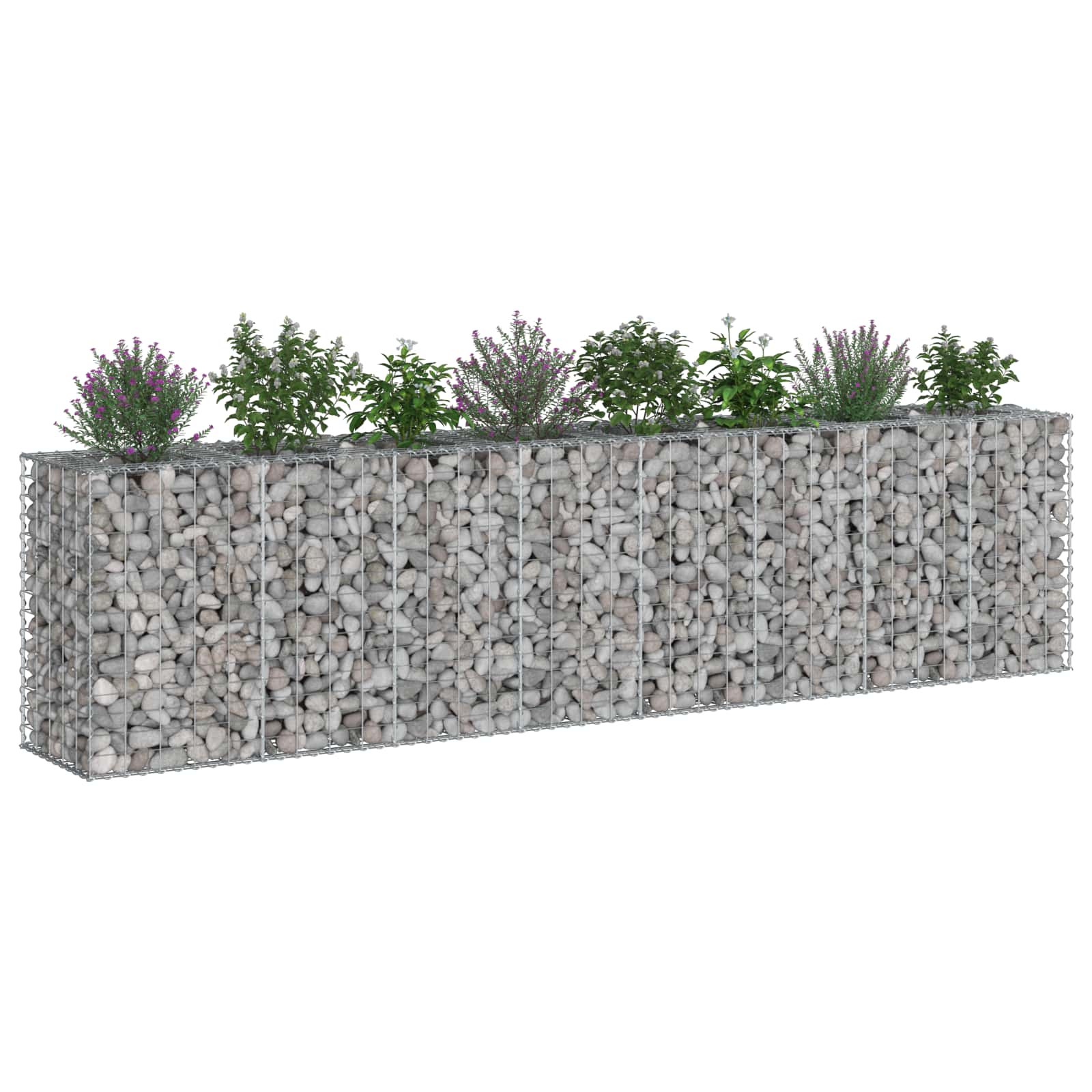 Gabioninė pakelta lova 2 pcs Sidabro 330 x 50 x 80 cm