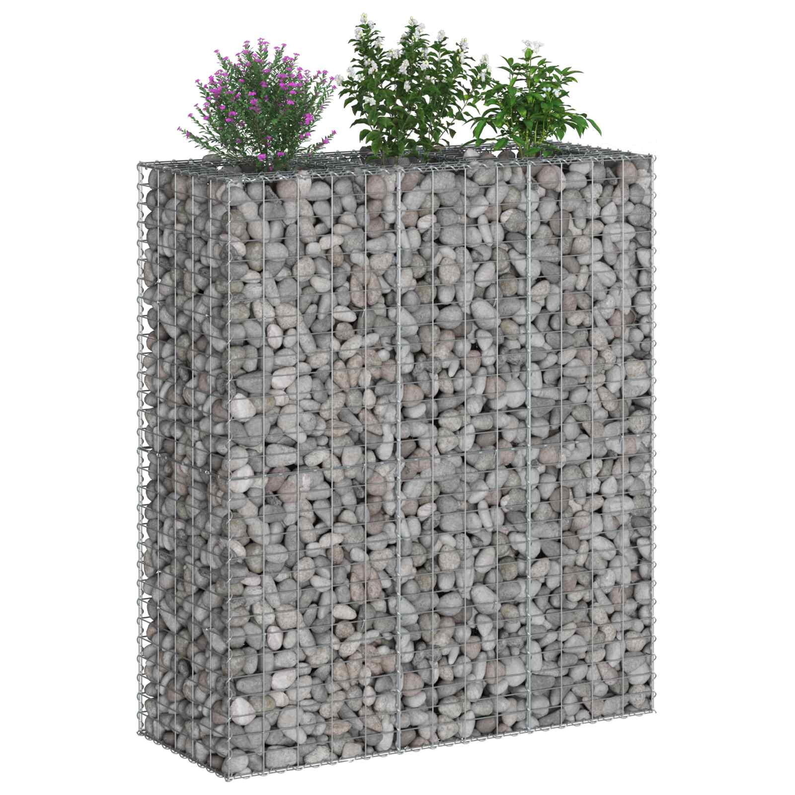 Gabionu paaugstināta dobe 2 gab. Sudraba 130 x 50 x 150 cm