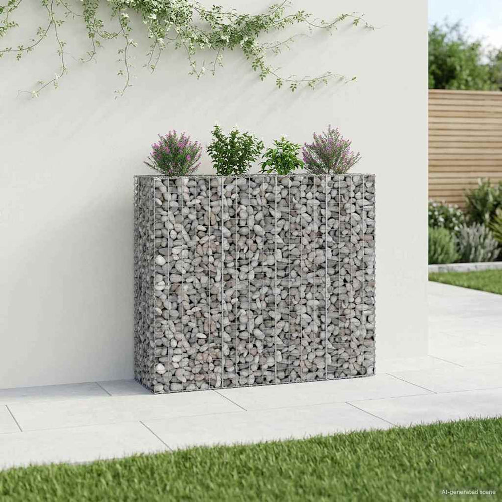 Gabioninė pakelta lova 2 pcs Sidabro 170 x 50 x 150 cm