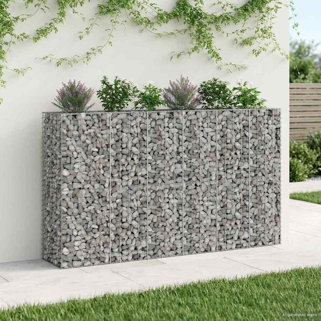 Gabionu paaugstināta dobe 3 gab. sudraba 250 x 50 x 150 cm